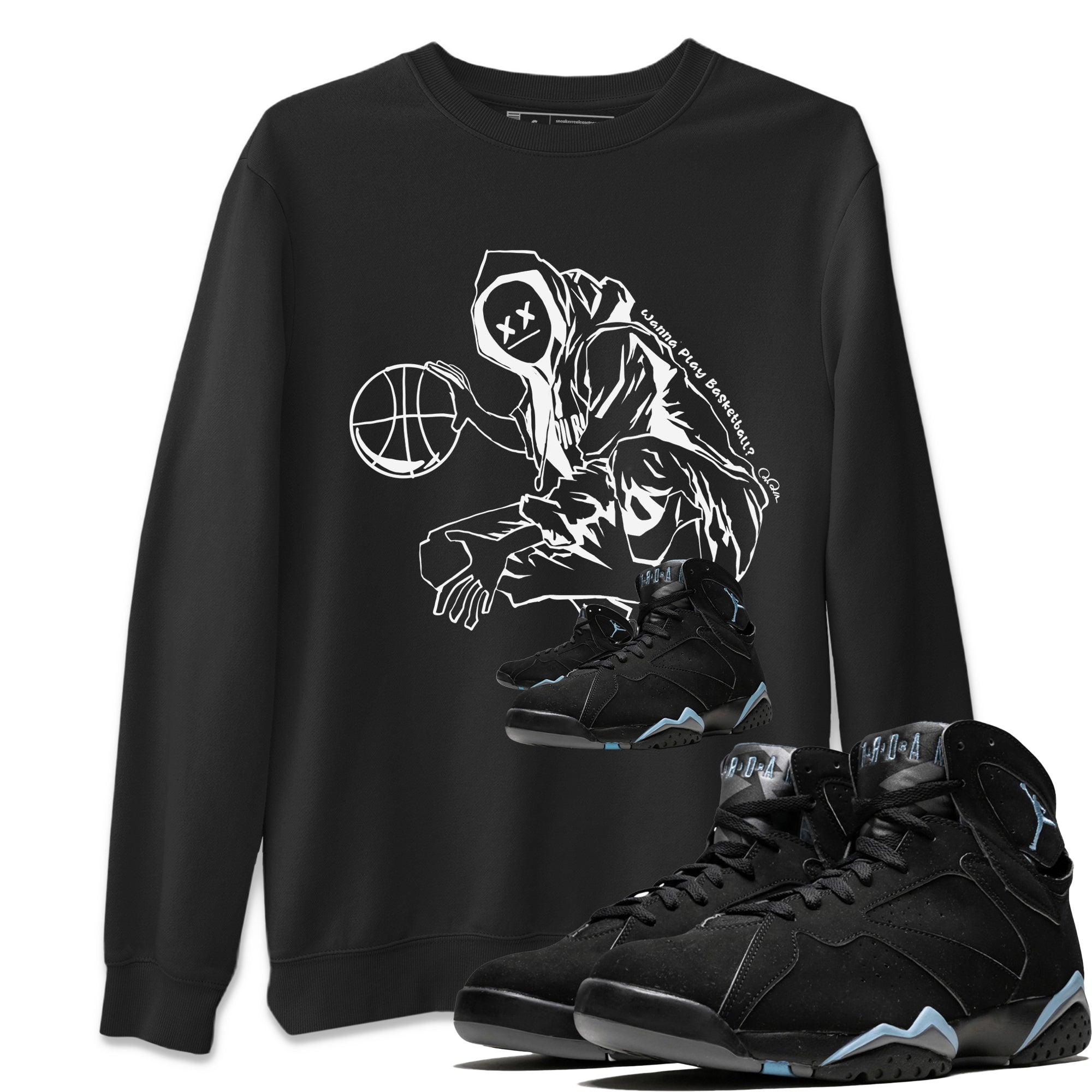 Wanna Play Basketball snkmatch Tee - Air Jordan 7 Chambray