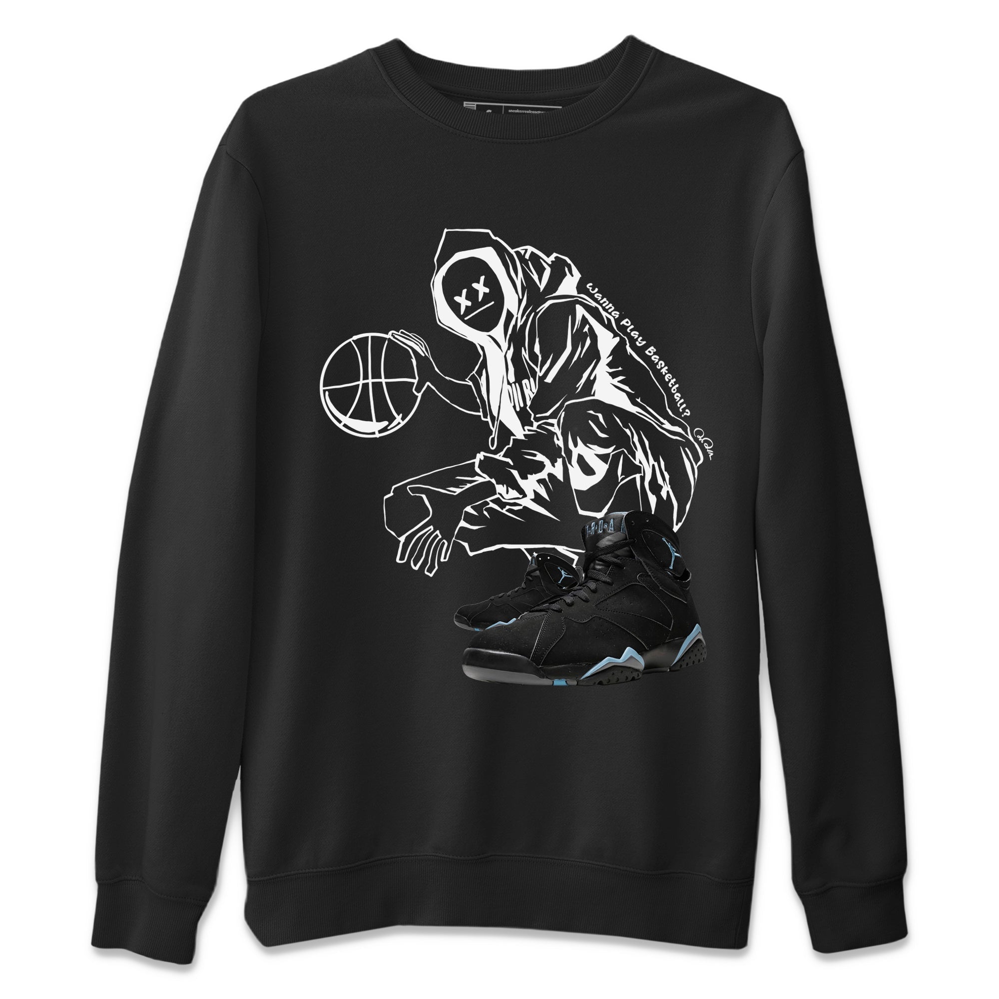 Wanna Play Basketball snkmatch Tee - Air Jordan 7 Chambray