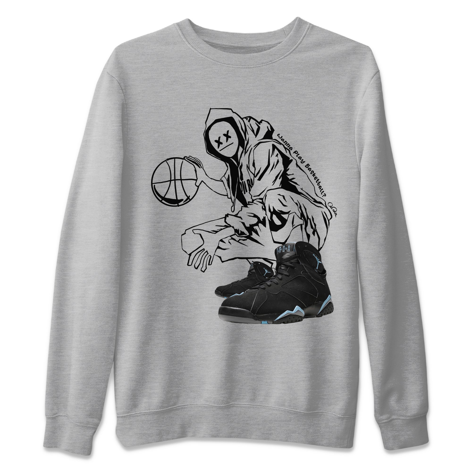 Wanna Play Basketball snkmatch Tee - Air Jordan 7 Chambray