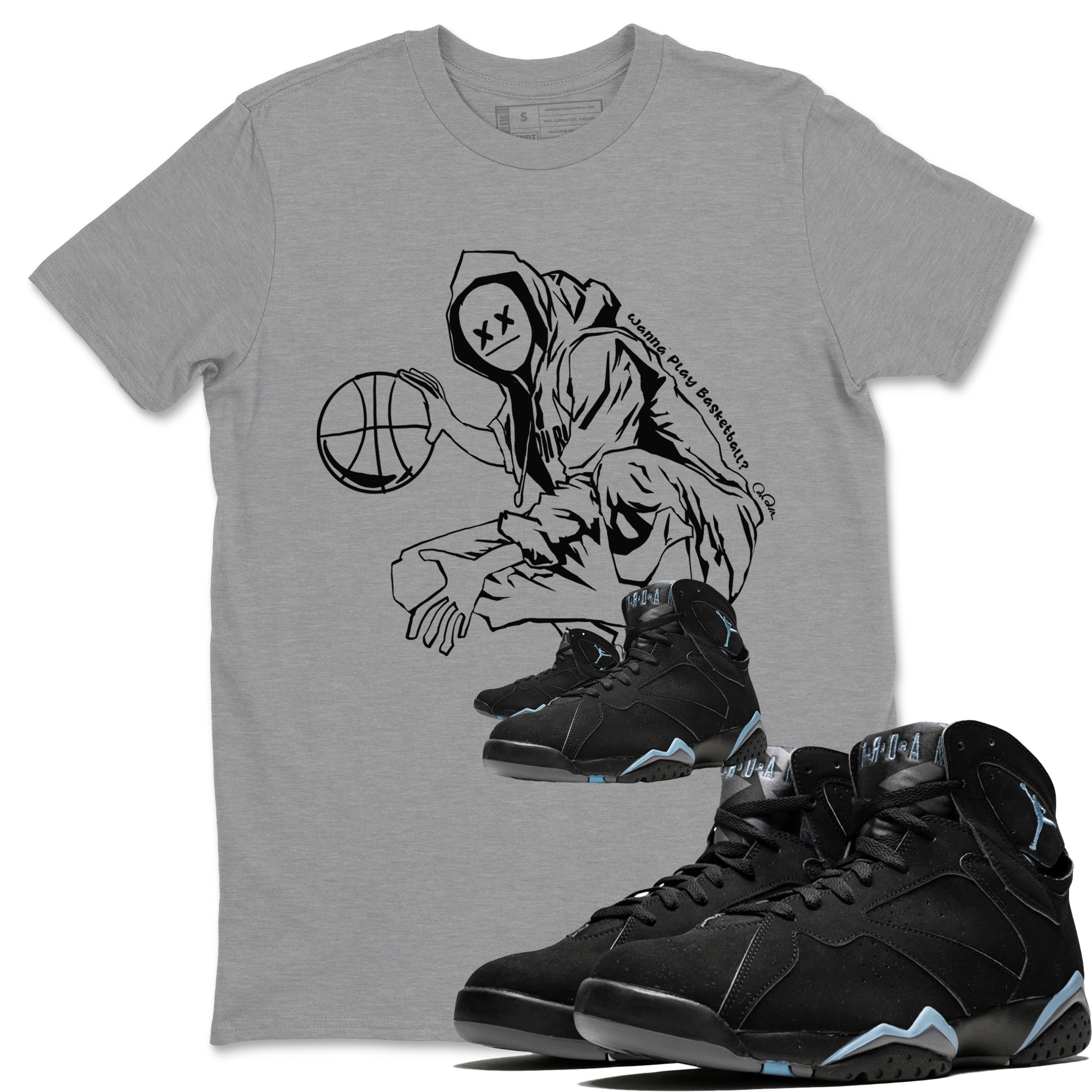 Wanna Play Basketball snkmatch Tee - Air Jordan 7 Chambray