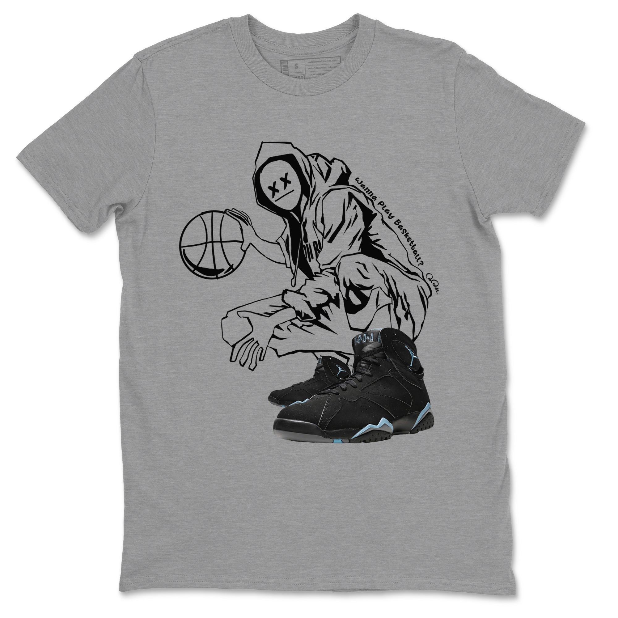 Wanna Play Basketball snkmatch Tee - Air Jordan 7 Chambray