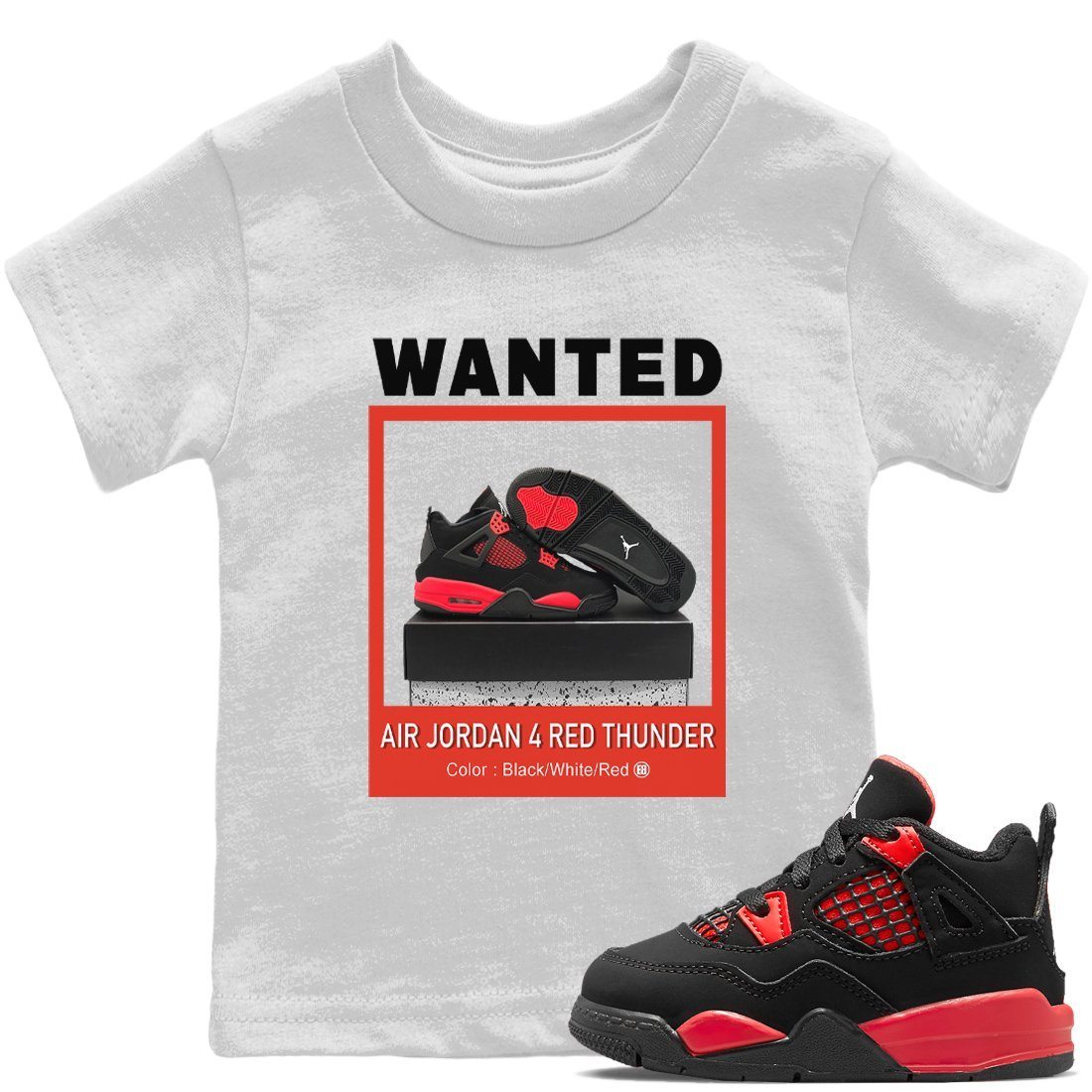 Wanted Kids Tops - Air Jordan 4 Red Thunder
