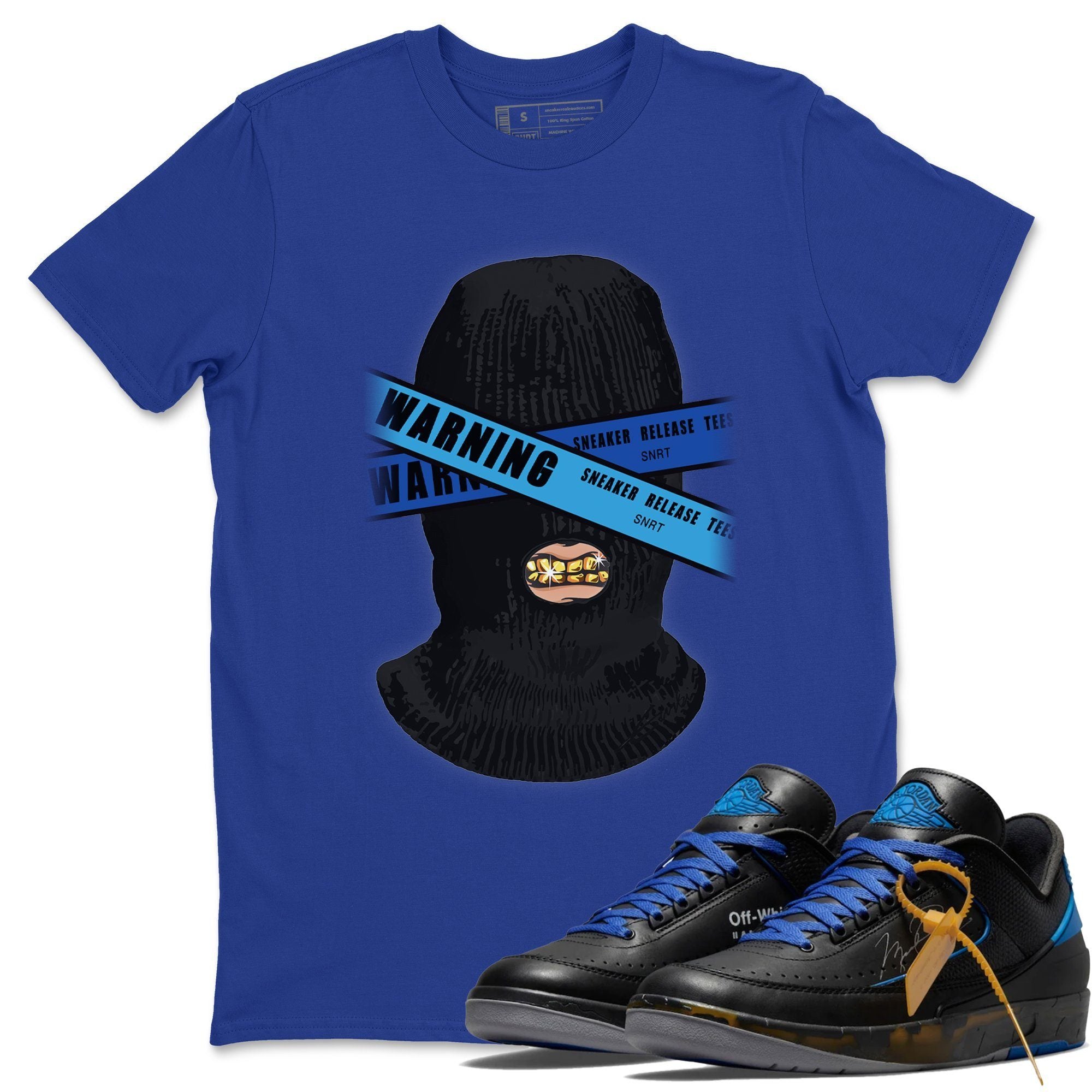 Warning Unisex Tops - Air Jordan 2 OFF-WHITE Black Blue