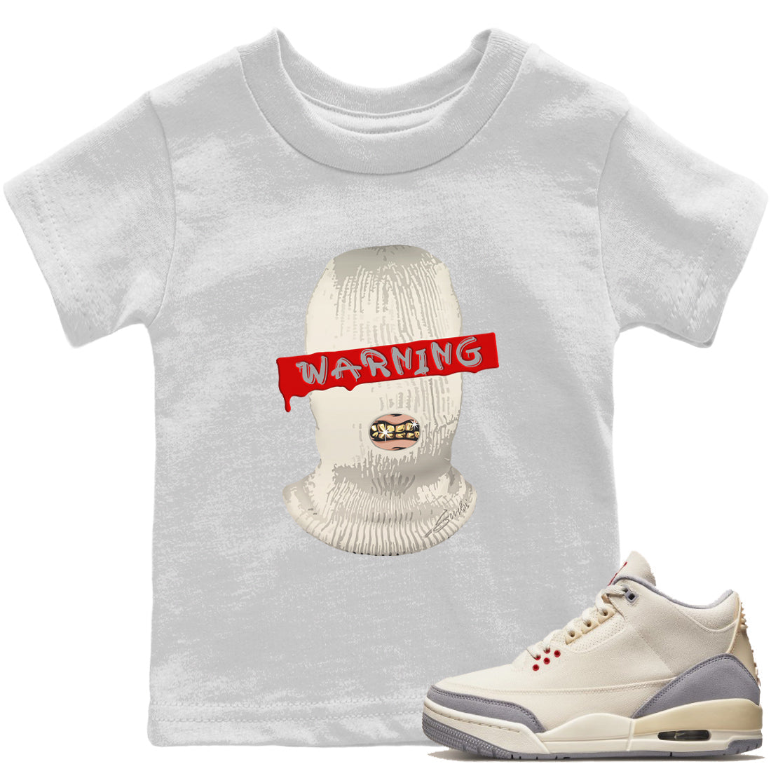 Warning Kids Tops - Air Jordan 3 Muslin