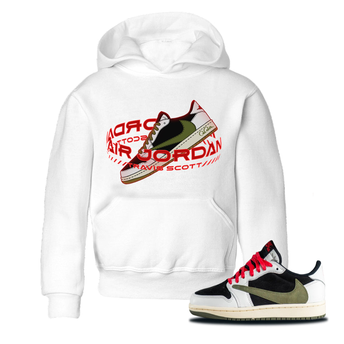 Warping Space Kids Tops - Air Jordan 1 Travis Scott Olive