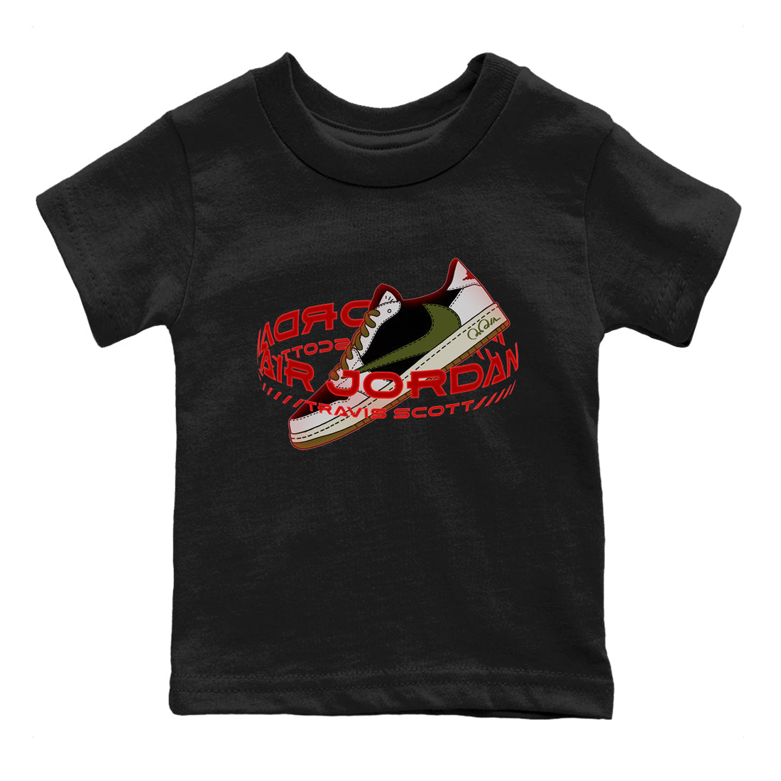 Warping Space Kids Tops - Air Jordan 1 Travis Scott Olive