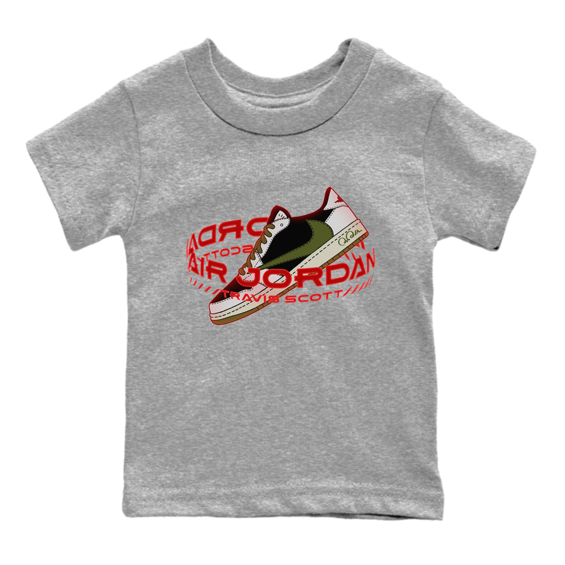Warping Space Kids Tops - Air Jordan 1 Travis Scott Olive