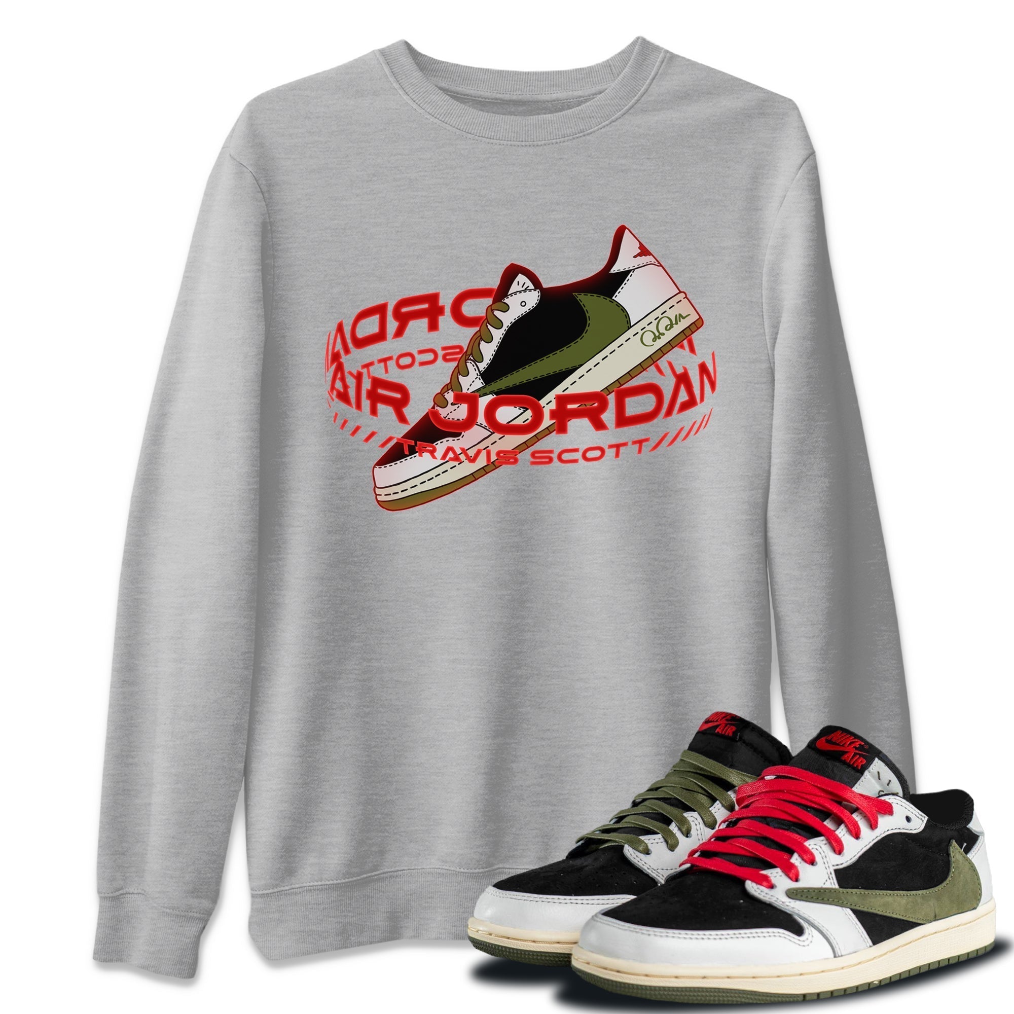 Warping Space Unisex Tops - Air Jordan 1 Travis Scott Olive