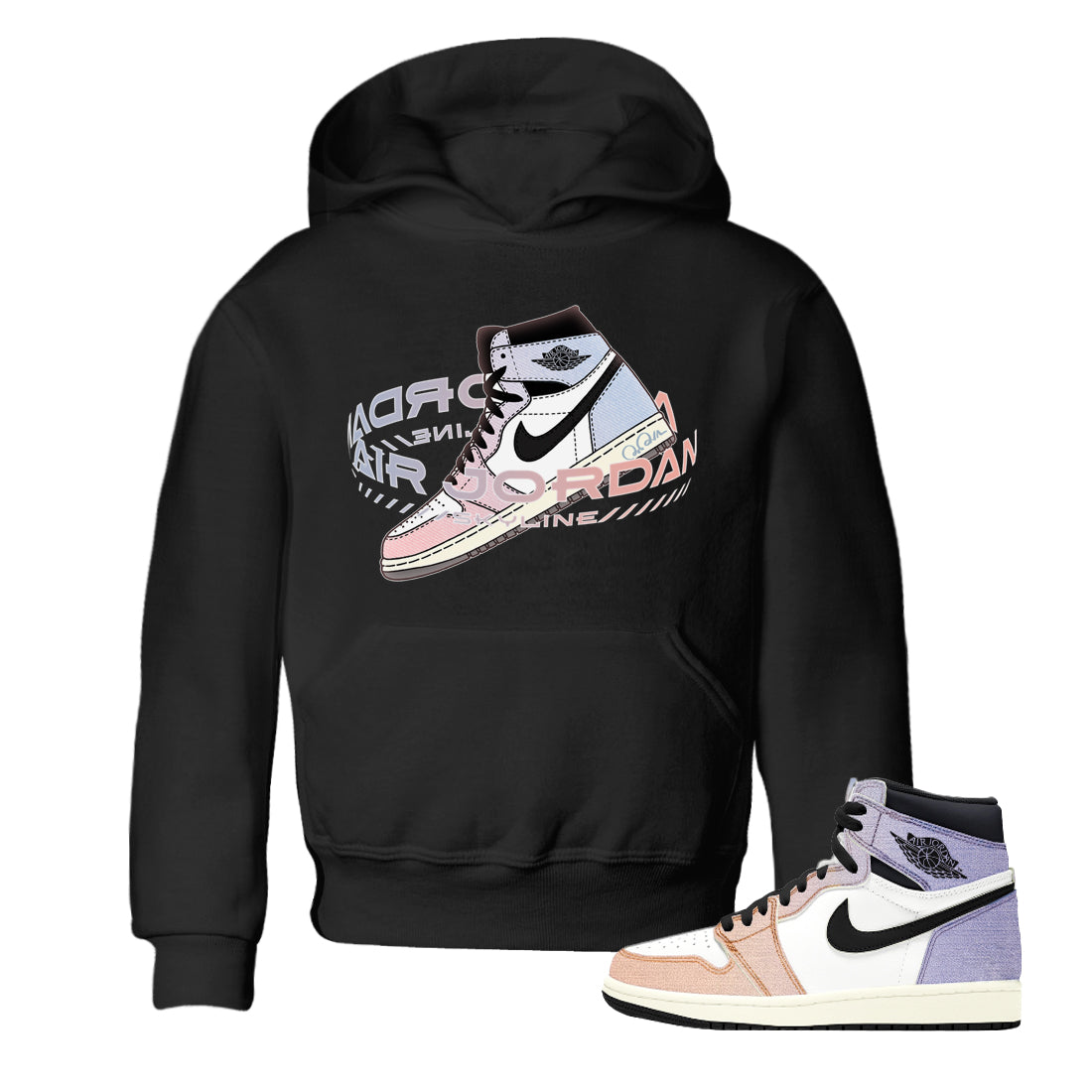 Warping Space Kids Tops - Air Jordan 1 Skyline