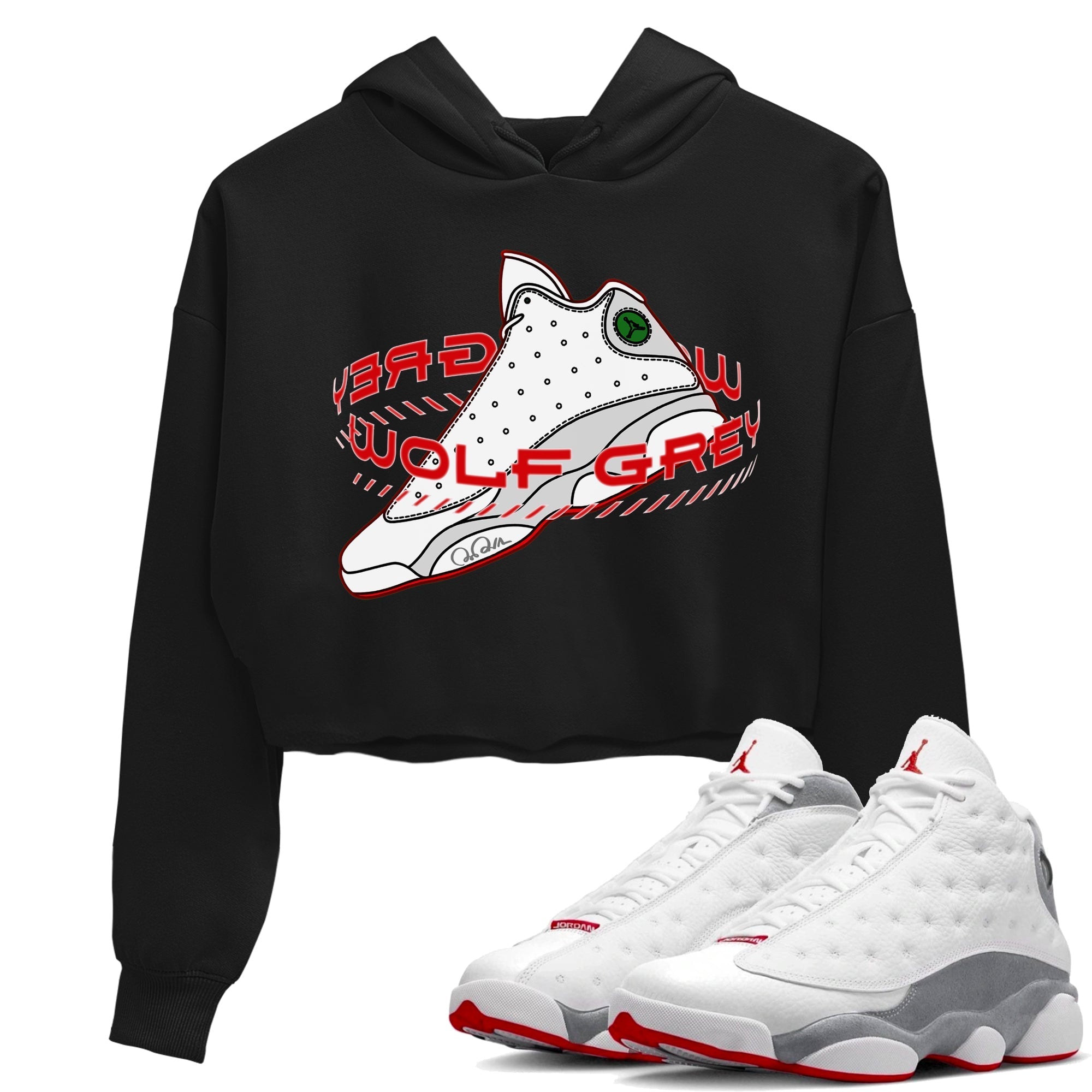 Warping Space Women's Tops - Air Jordan 13 Wolf Grey
