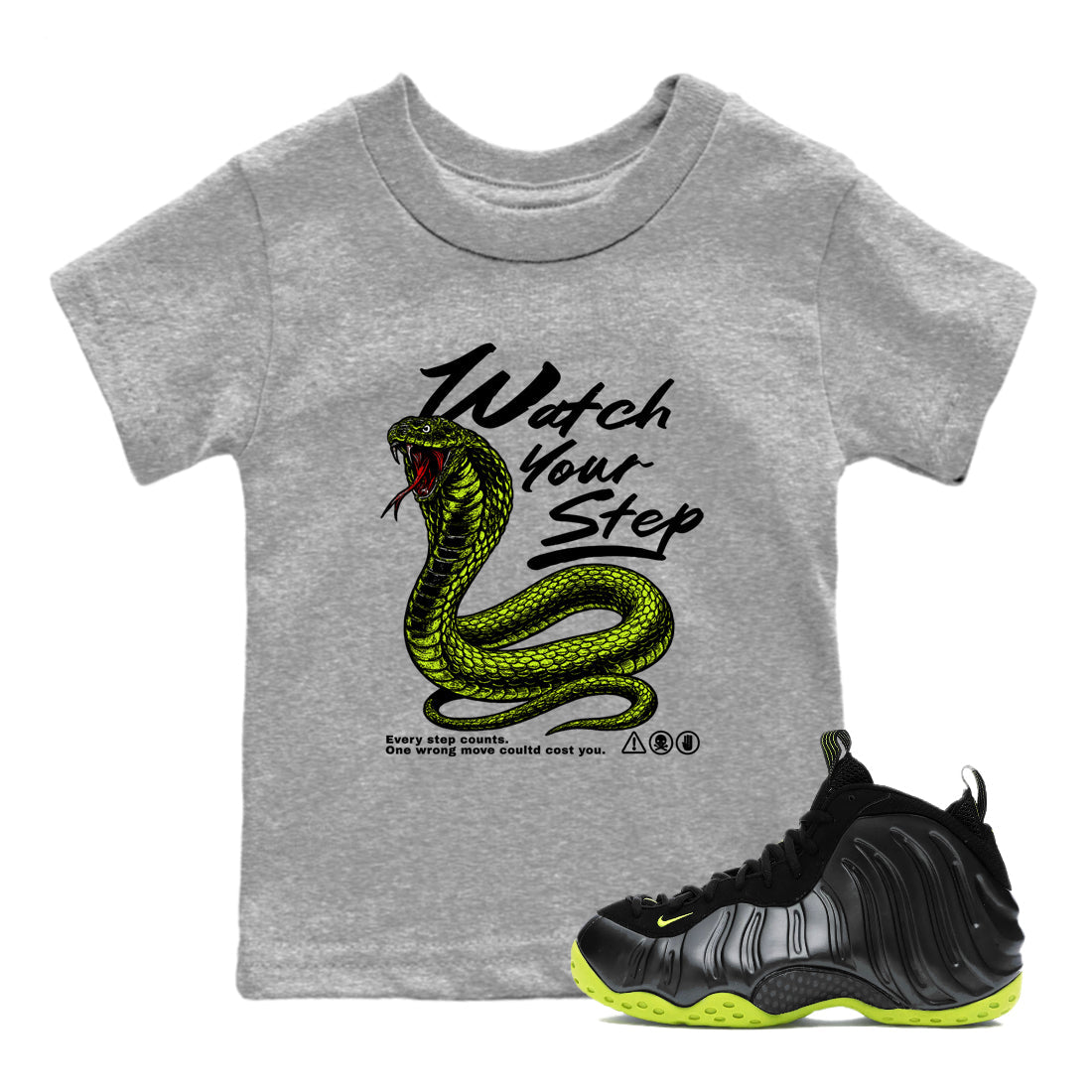 Watch Your Step snkmatch Tees Kids - Air Foamposite One Black Volt