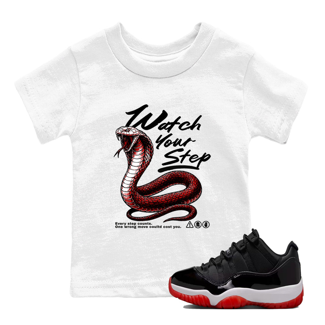 Watch Your Step snkmatch Tees Kids - Air Jordan 11 Bred