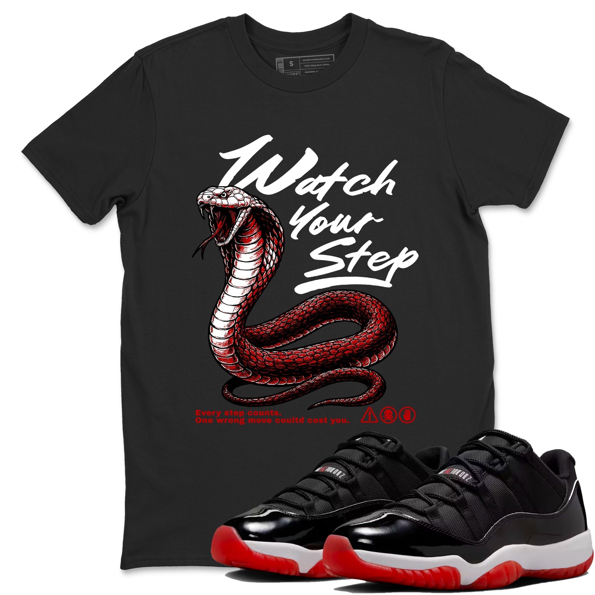 Watch Your Step snkmatch Tees - Air Jordan 11 Bred