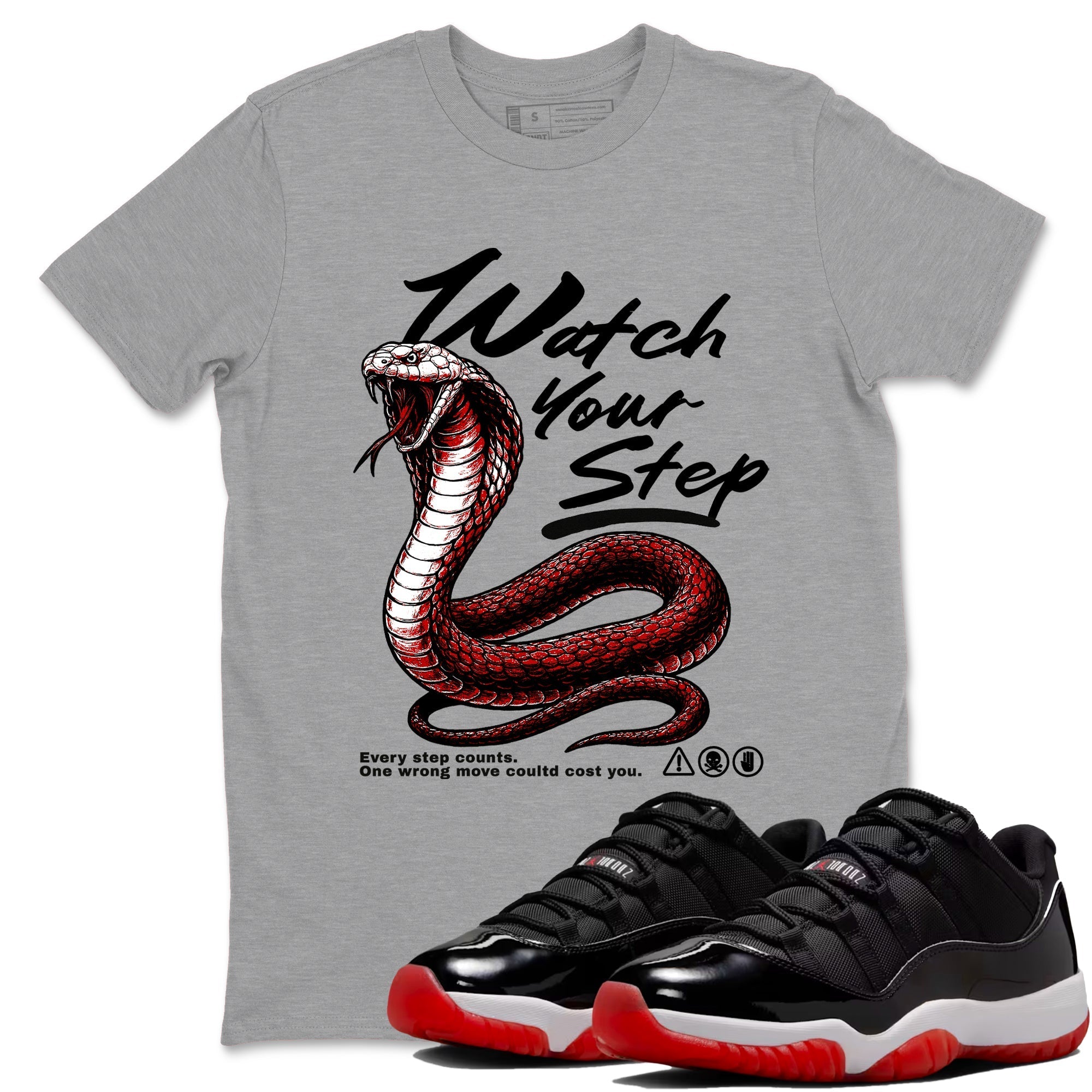 Watch Your Step snkmatch Tees - Air Jordan 11 Bred
