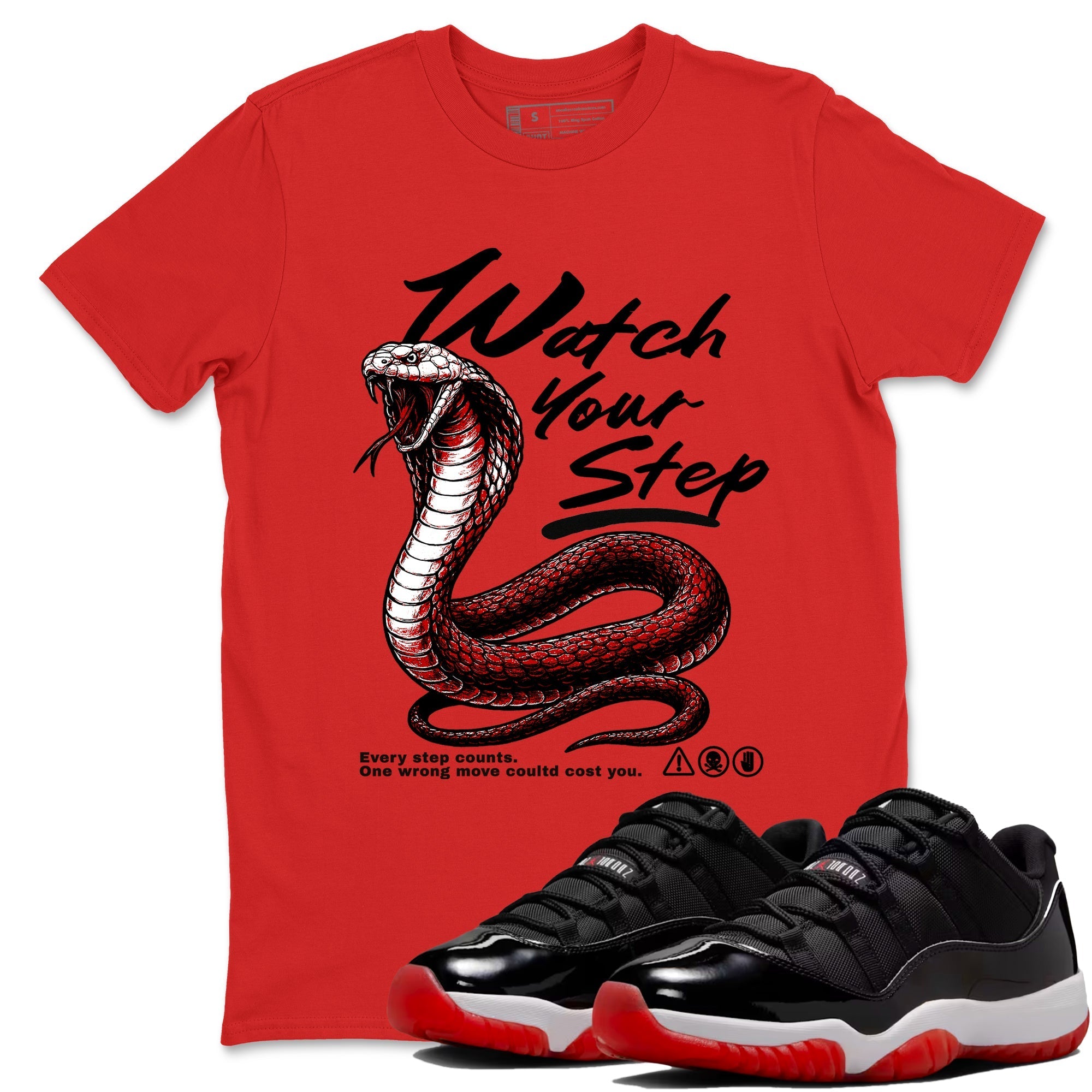 Watch Your Step snkmatch Tees - Air Jordan 11 Bred