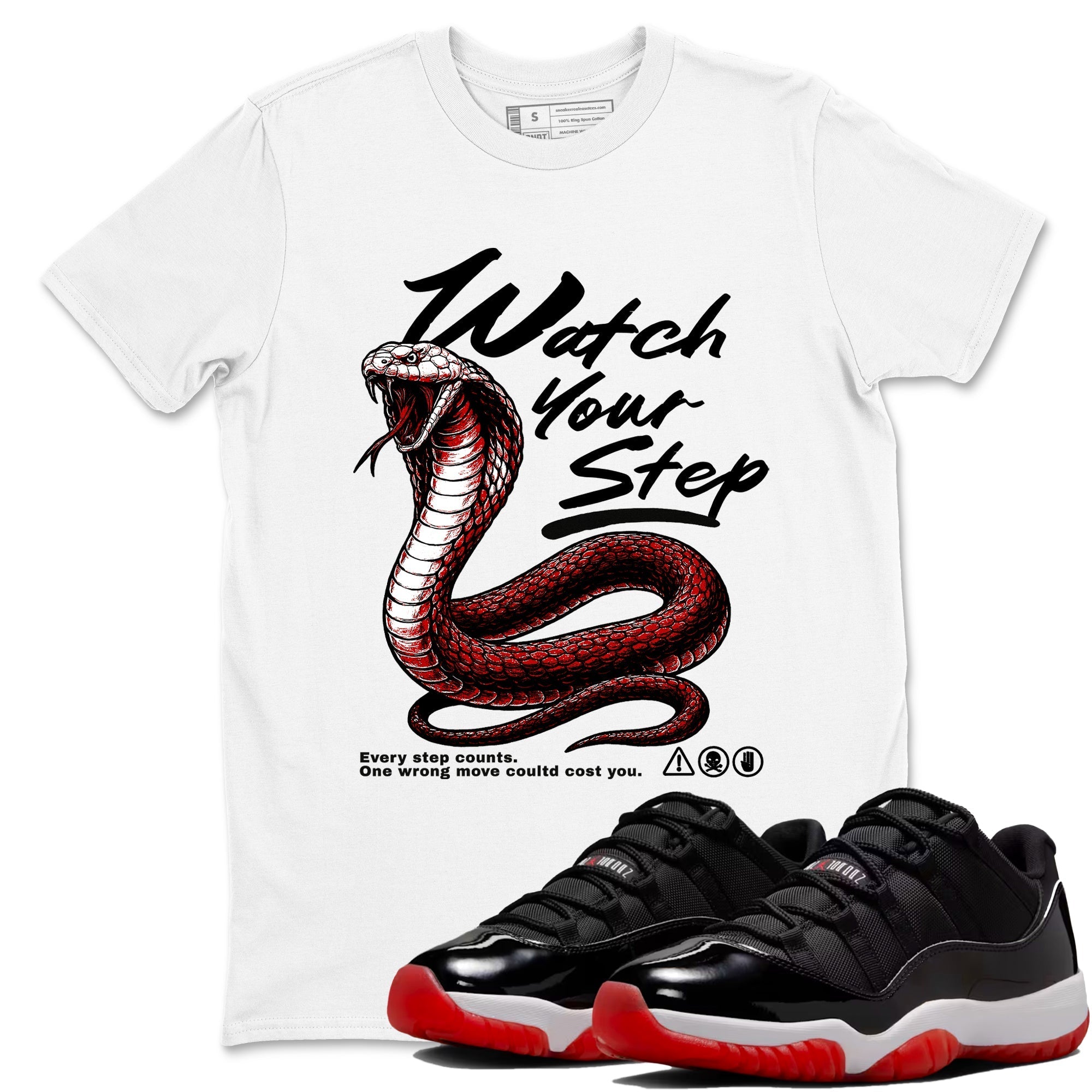 Watch Your Step snkmatch Tees - Air Jordan 11 Bred