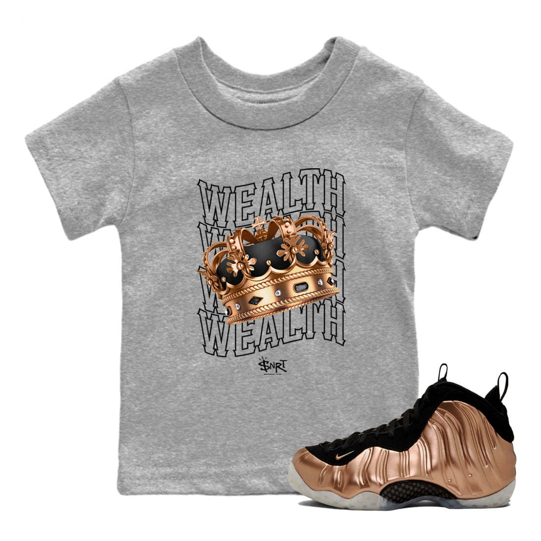 Wealth snkmatch Tees Kids - Air Foamposite One Metallic Copper