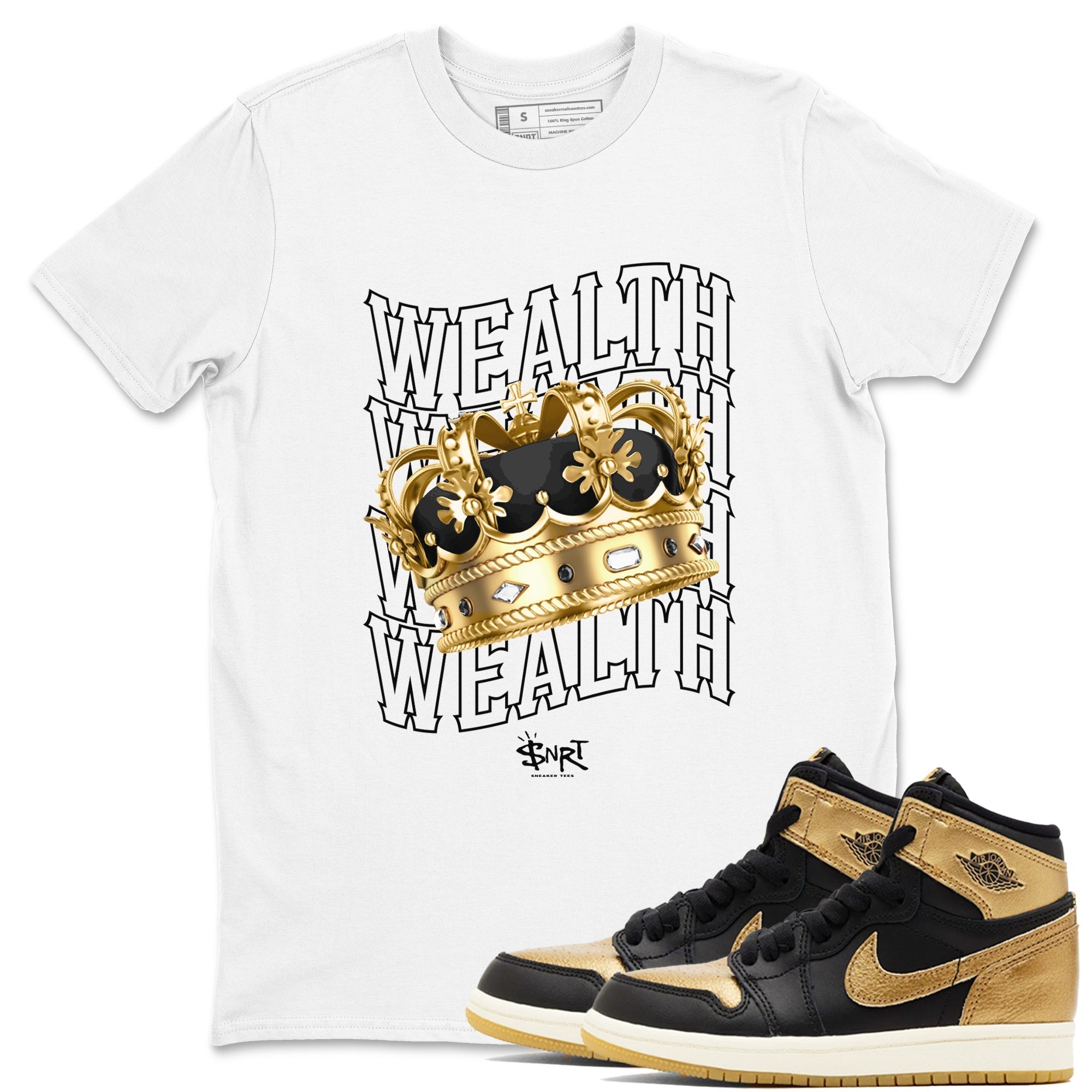 Wealth snkmatch Tees - Air Jordan 1 Black Metallic Gold