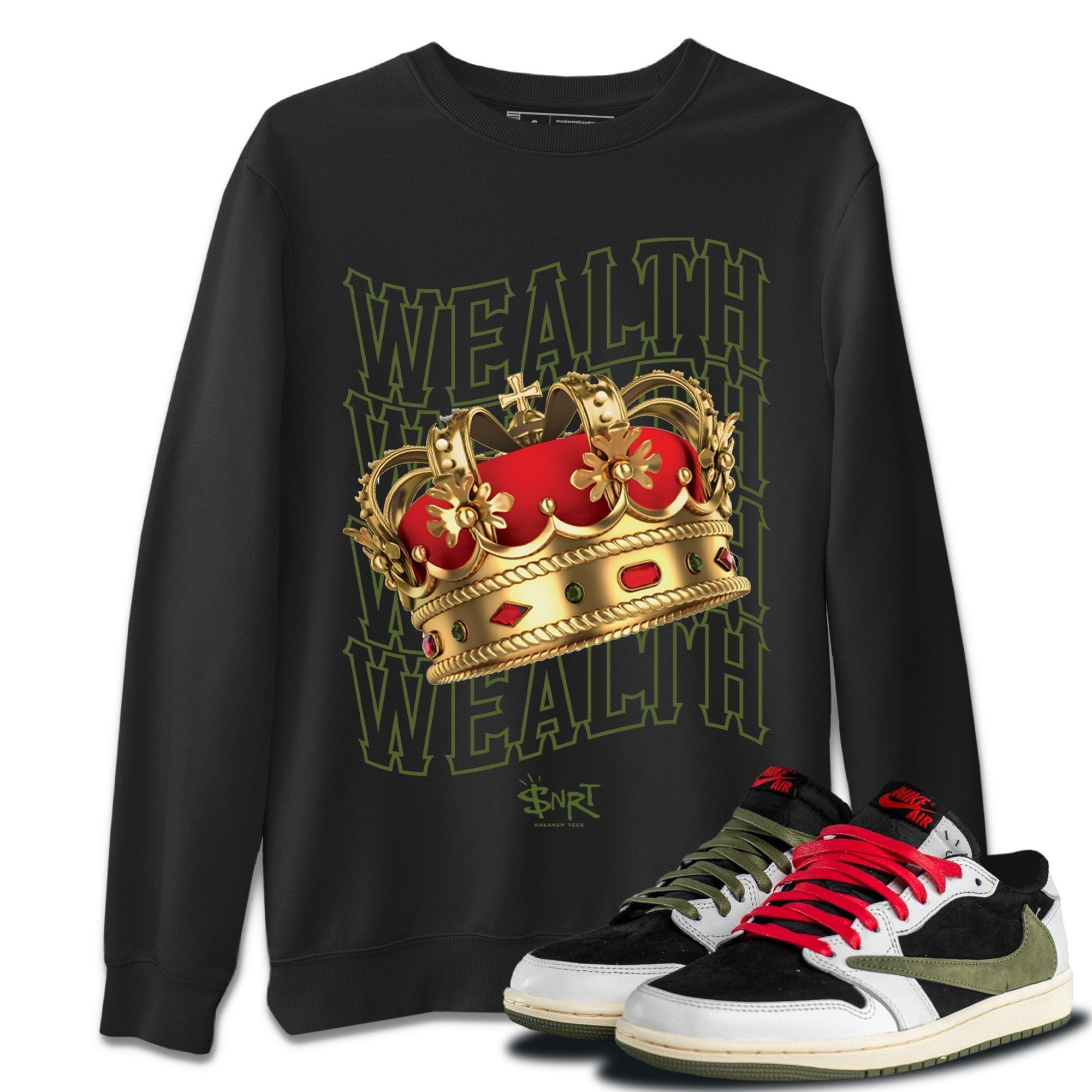 Wealth Unisex Tops - Air Jordan 1 Travis Scott Olive