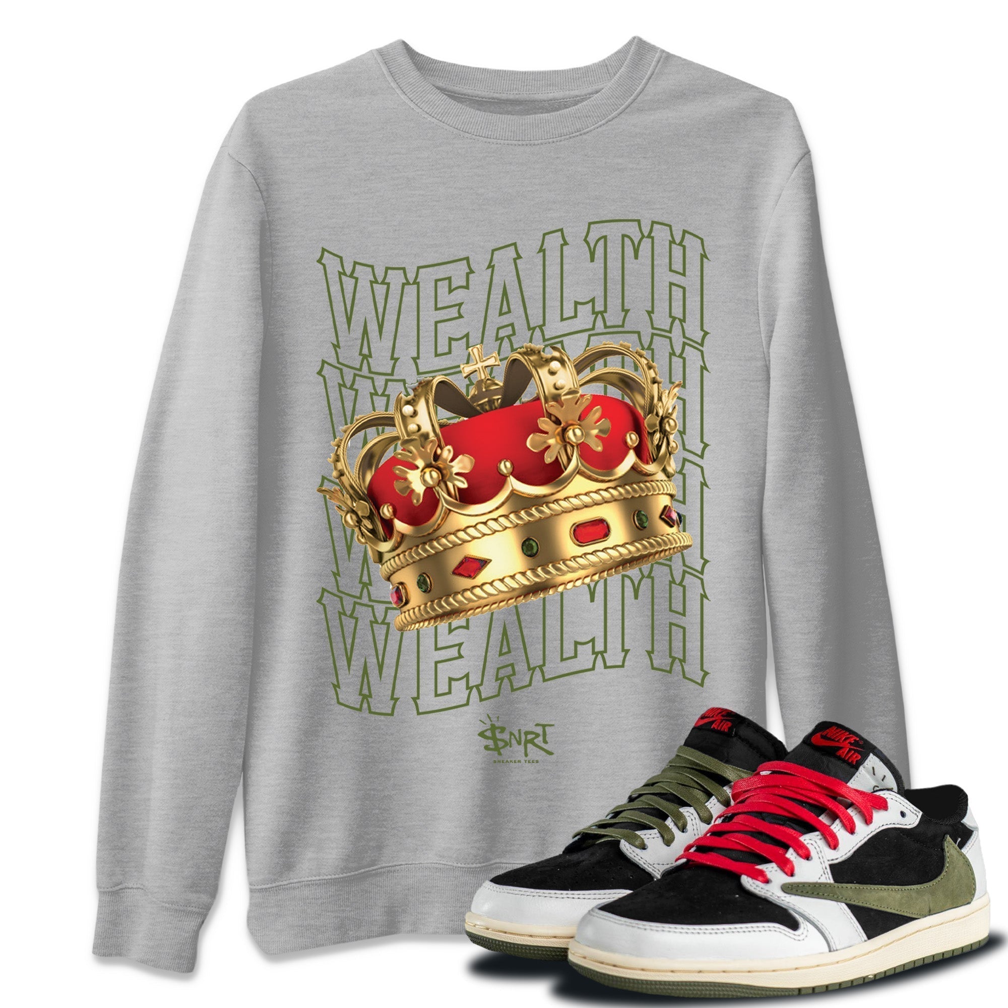 Wealth Unisex Tops - Air Jordan 1 Travis Scott Olive