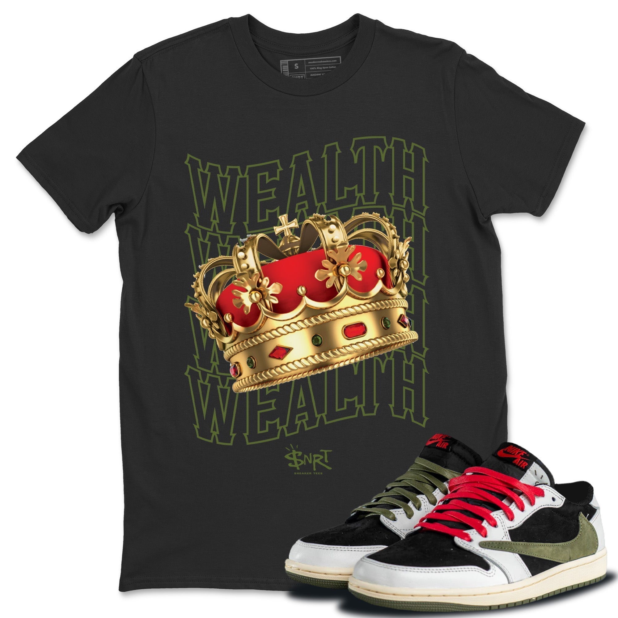Wealth Unisex Tops - Air Jordan 1 Travis Scott Olive