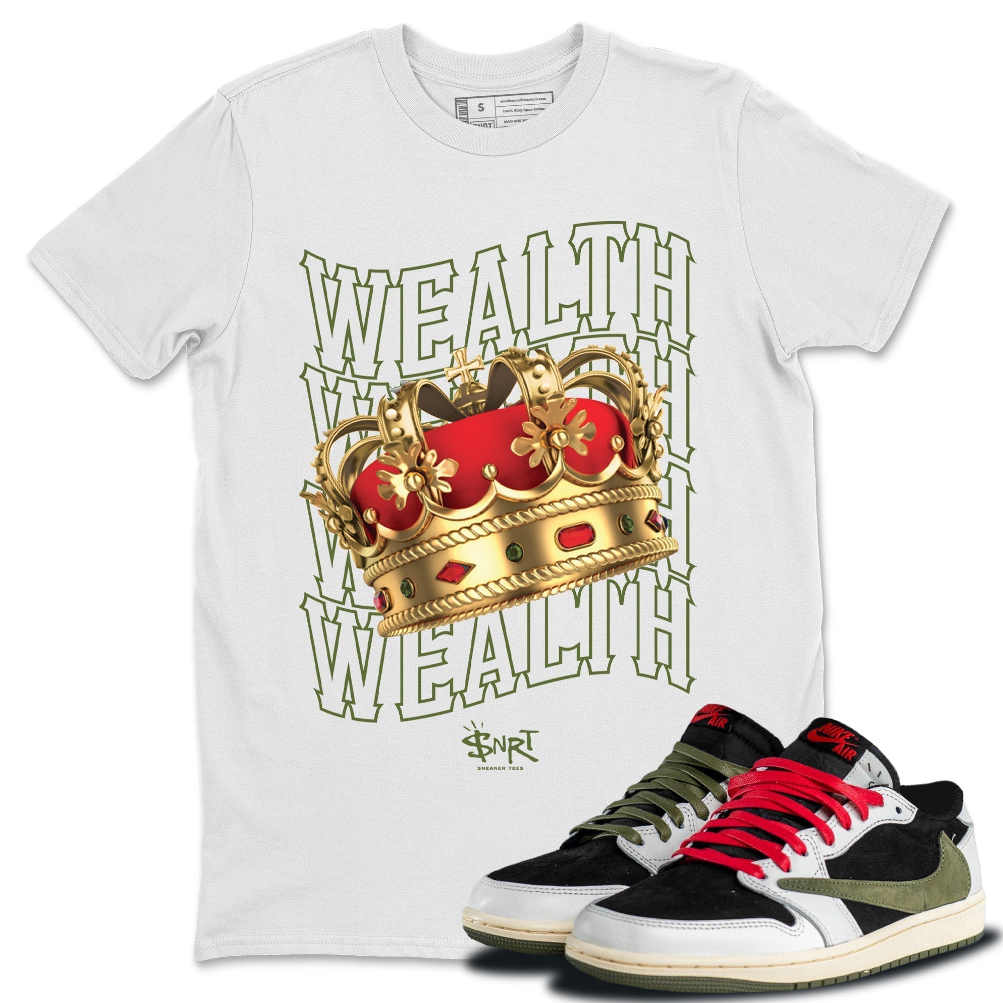 Wealth Unisex Tops - Air Jordan 1 Travis Scott Olive