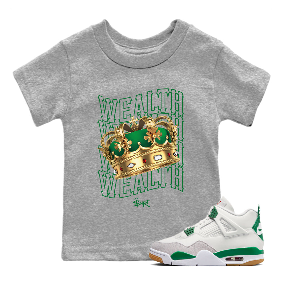 Wealth Kids Tops - Air Jordan 4 Pine Green SB