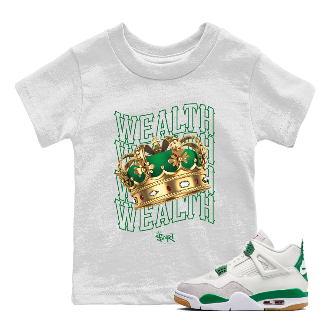 Wealth Kids Tops - Air Jordan 4 Pine Green SB