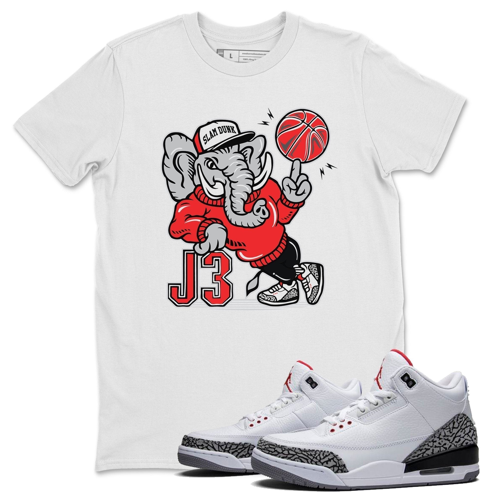 AJ3 Elephant Unisex Tops - Air Jordan 3 White Cement