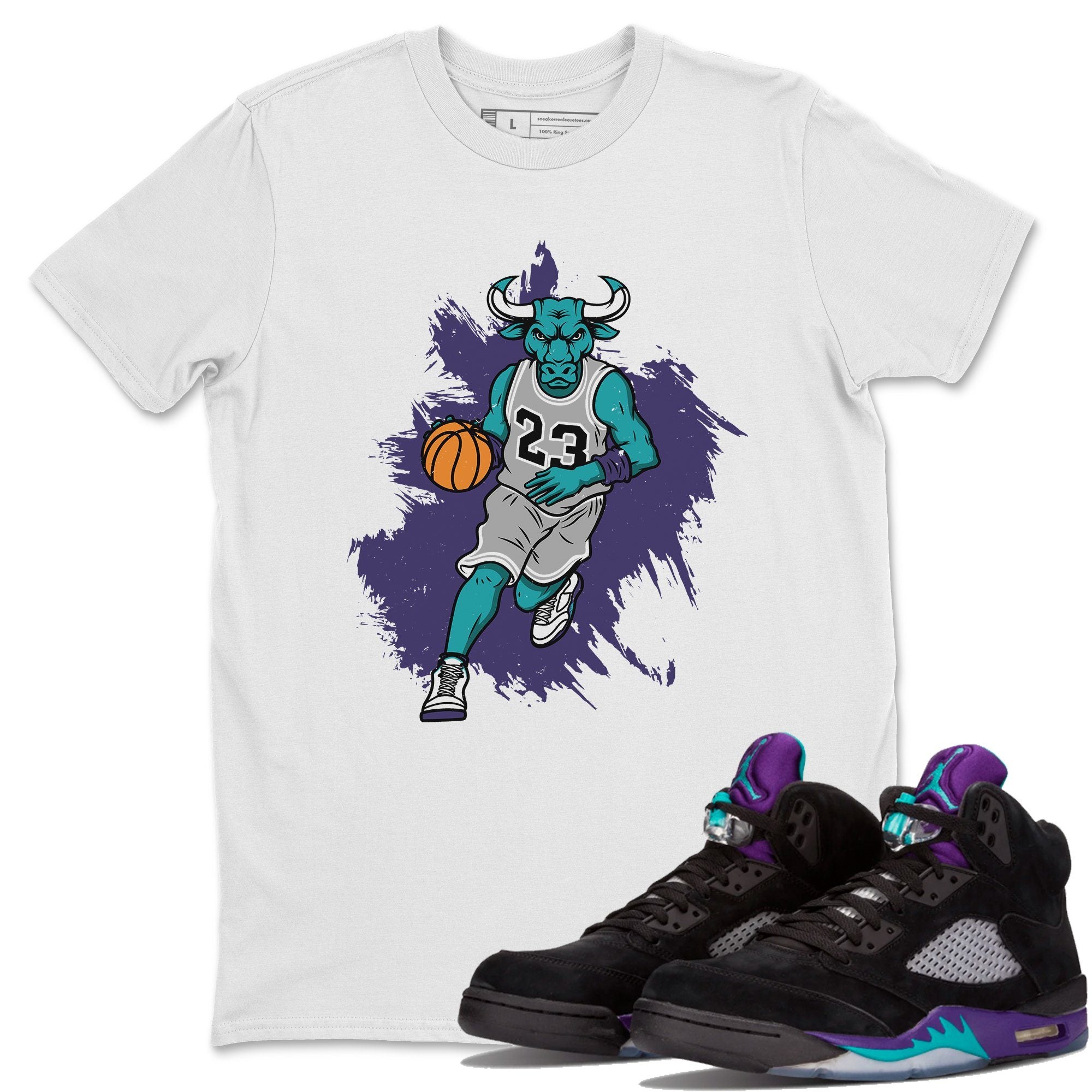 Bull Figure Unisex Tops - Air Jordan 5 Black Grape