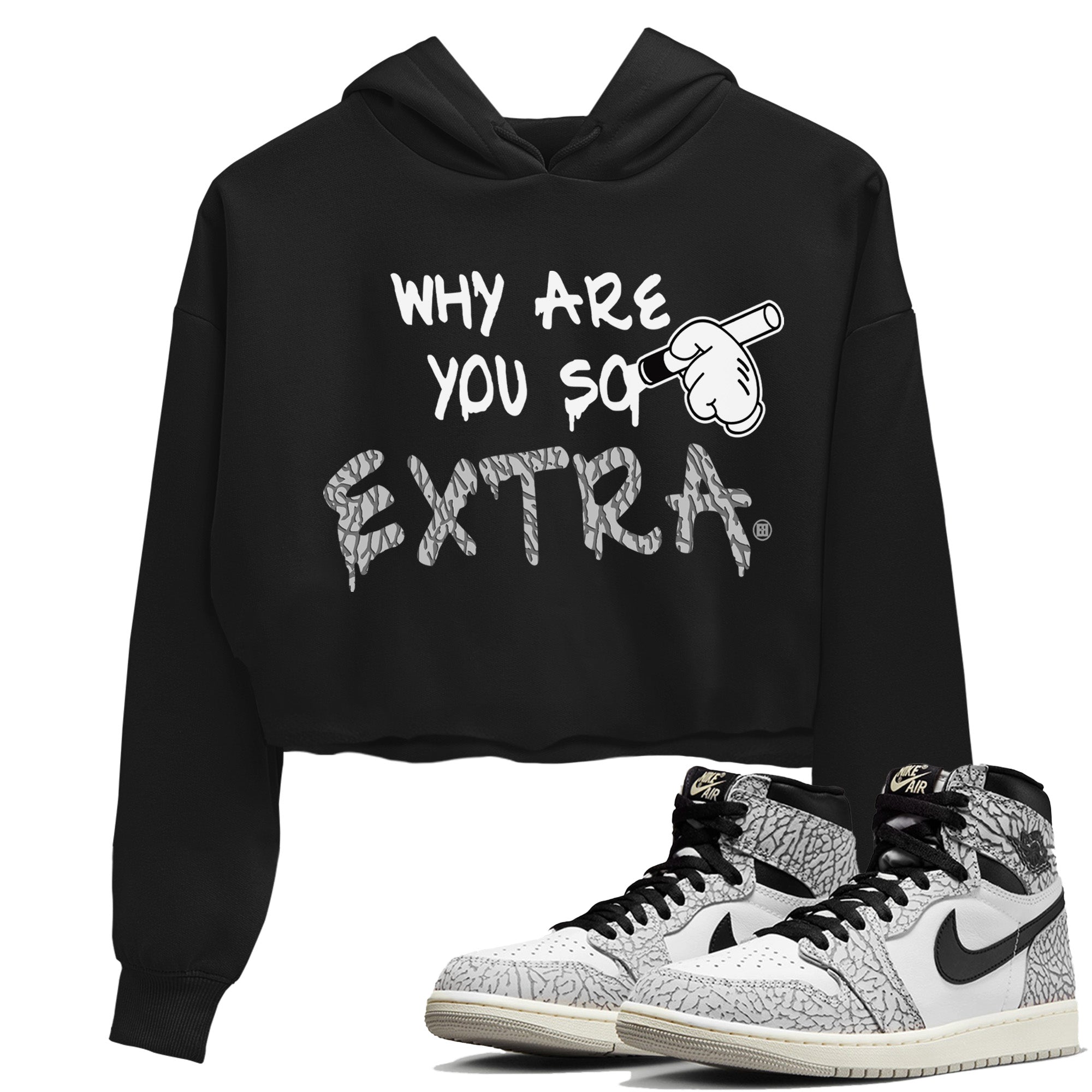 Why Are You So Extra Women's Tops - Air Jordan 1 White Cement