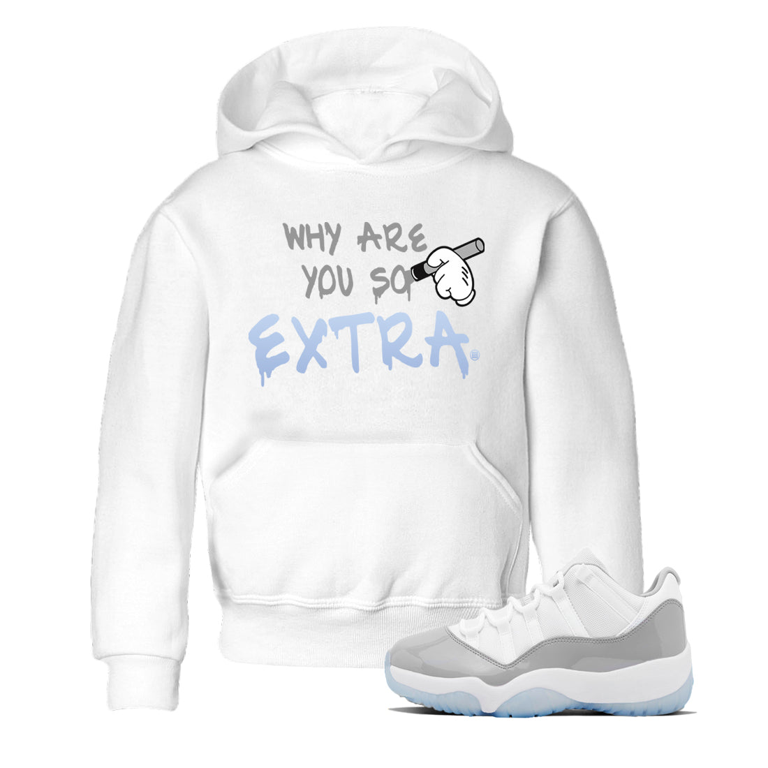 Why Are You So Extra Kids Tops - Air Jordan 11 White Cement