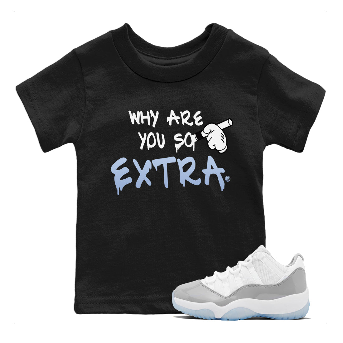 Why Are You So Extra Kids Tops - Air Jordan 11 White Cement