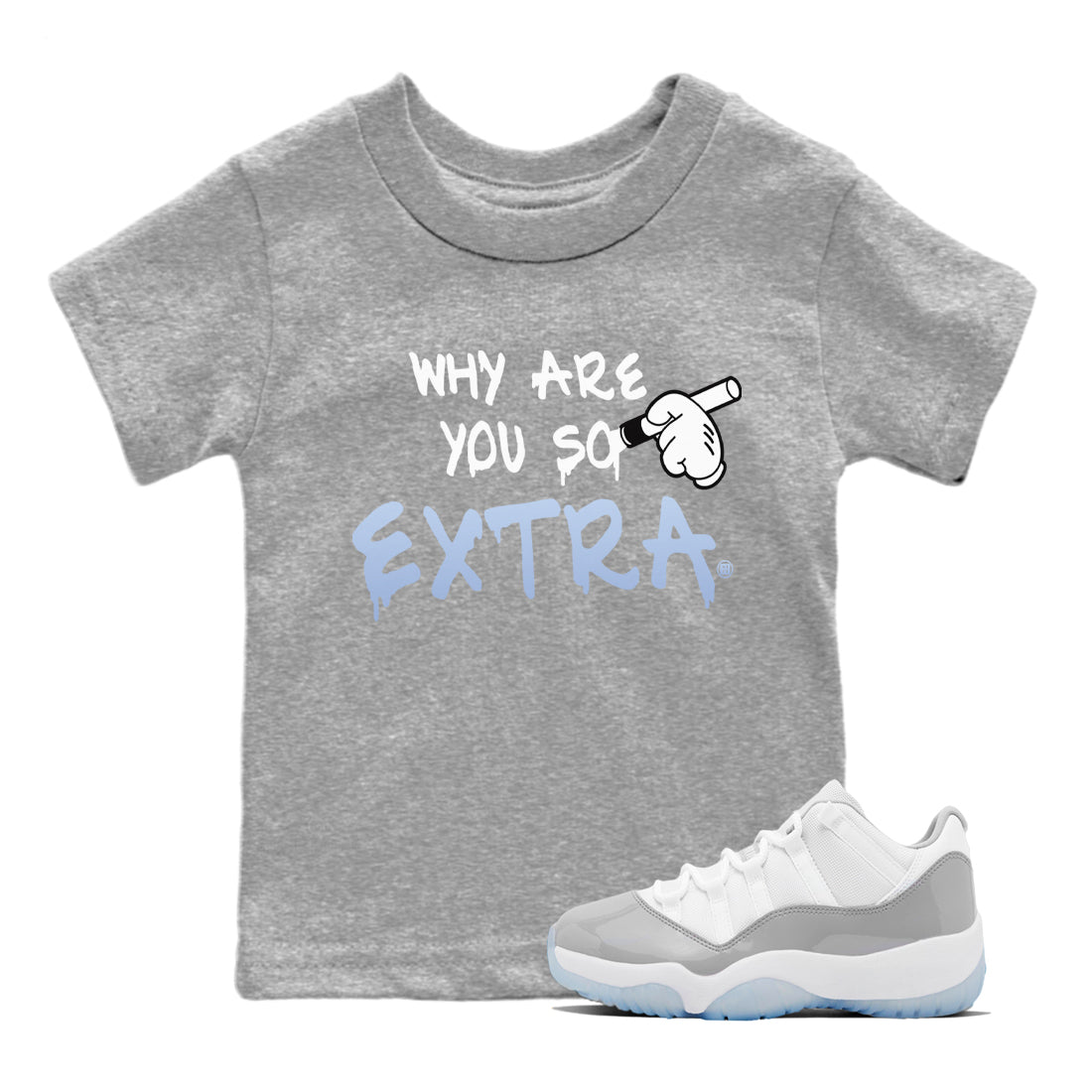Why Are You So Extra Kids Tops - Air Jordan 11 White Cement