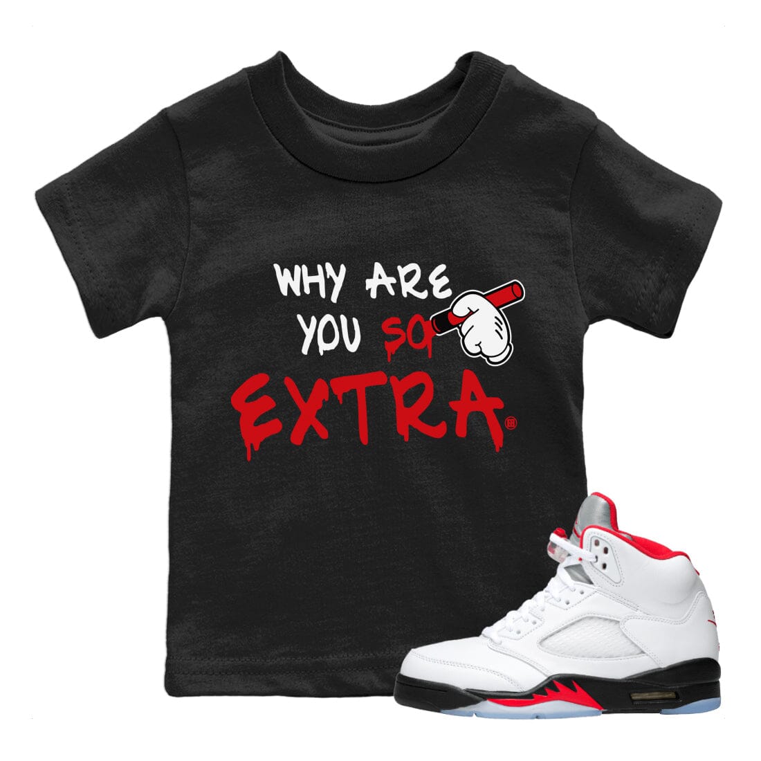 Why Are You So Extra Kids Tops - Air Jordan 5 Fire Red