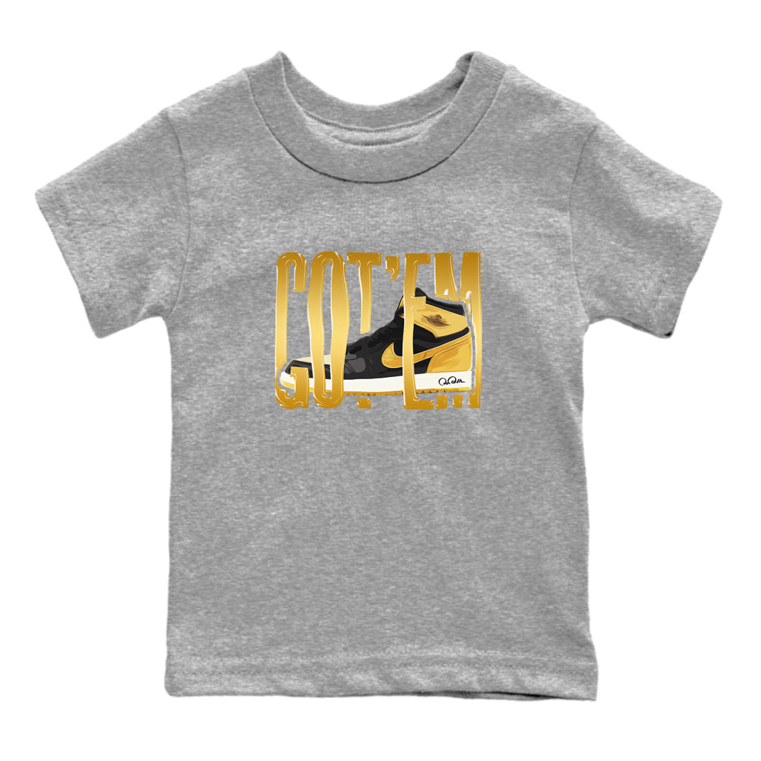 Wigggling Gotem snkmatch Tees Kids - Air Jordan 1 Black Metallic Gold
