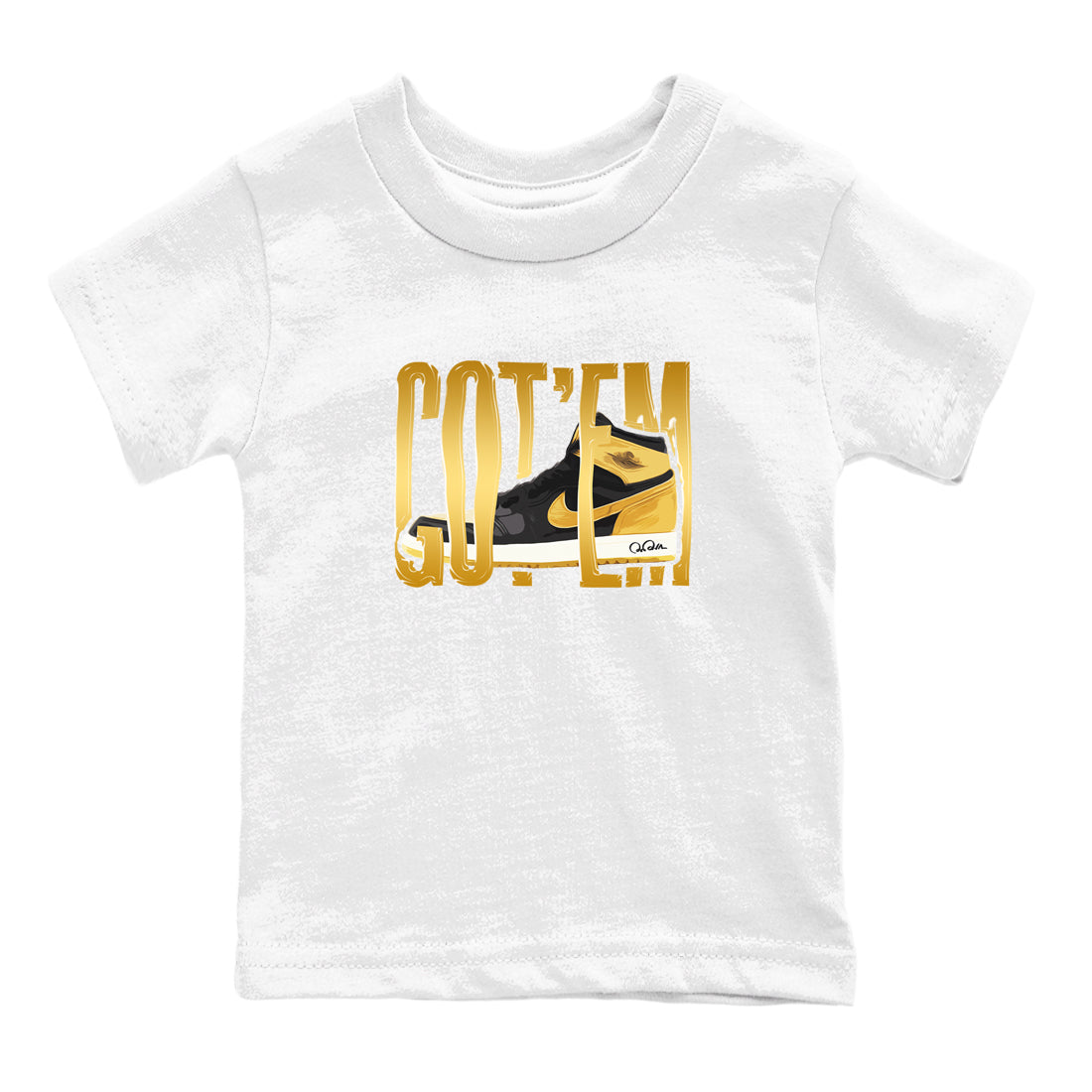 Wigggling Gotem snkmatch Tees Kids - Air Jordan 1 Black Metallic Gold