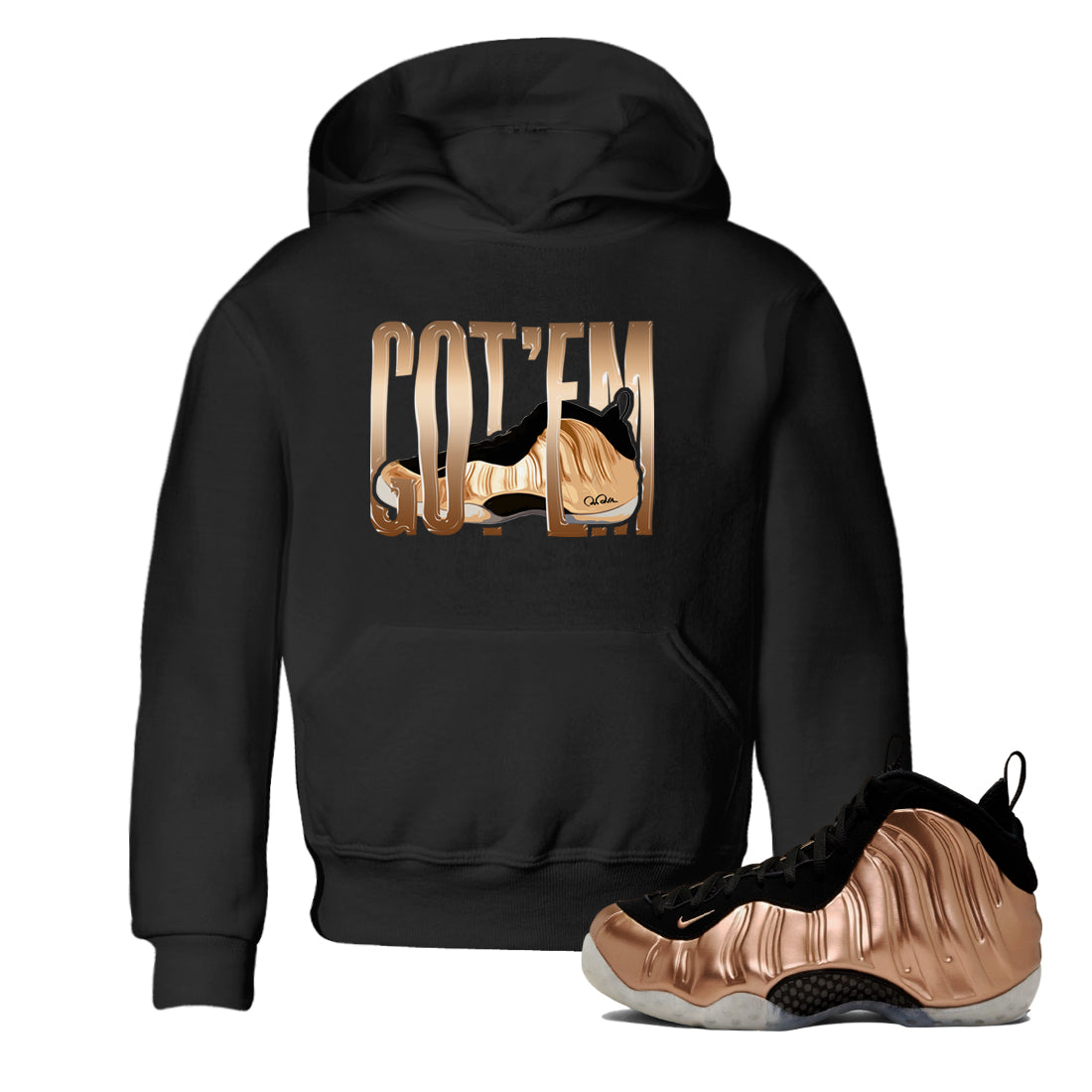 Wiggling Gotem snkmatch Tees Kids - Air Foamposite One Metallic Copper