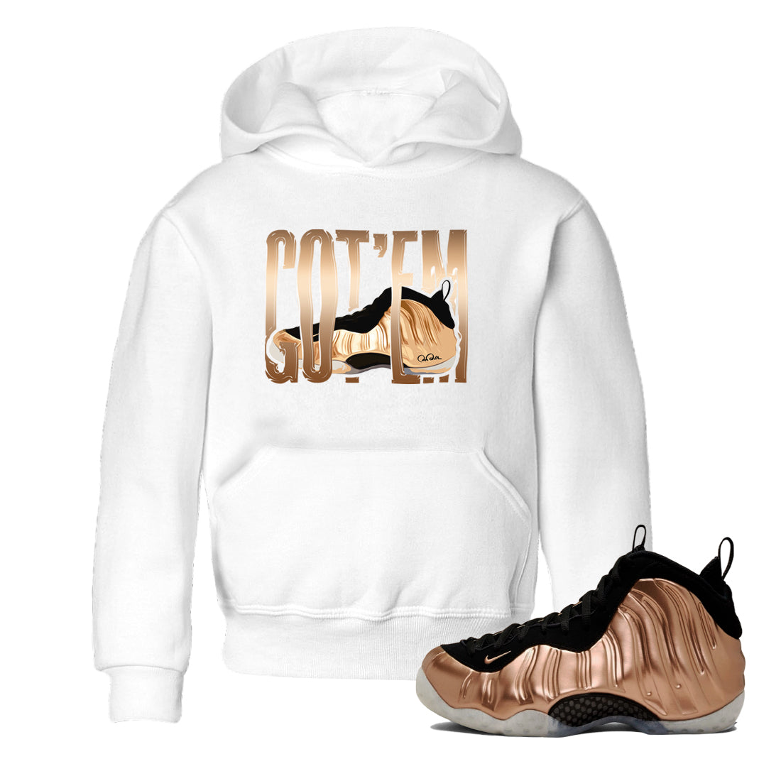 Wiggling Gotem snkmatch Tees Kids - Air Foamposite One Metallic Copper