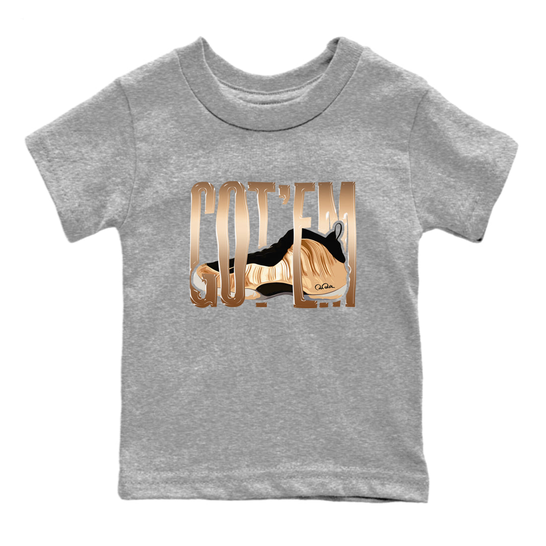 Wiggling Gotem snkmatch Tees Kids - Air Foamposite One Metallic Copper