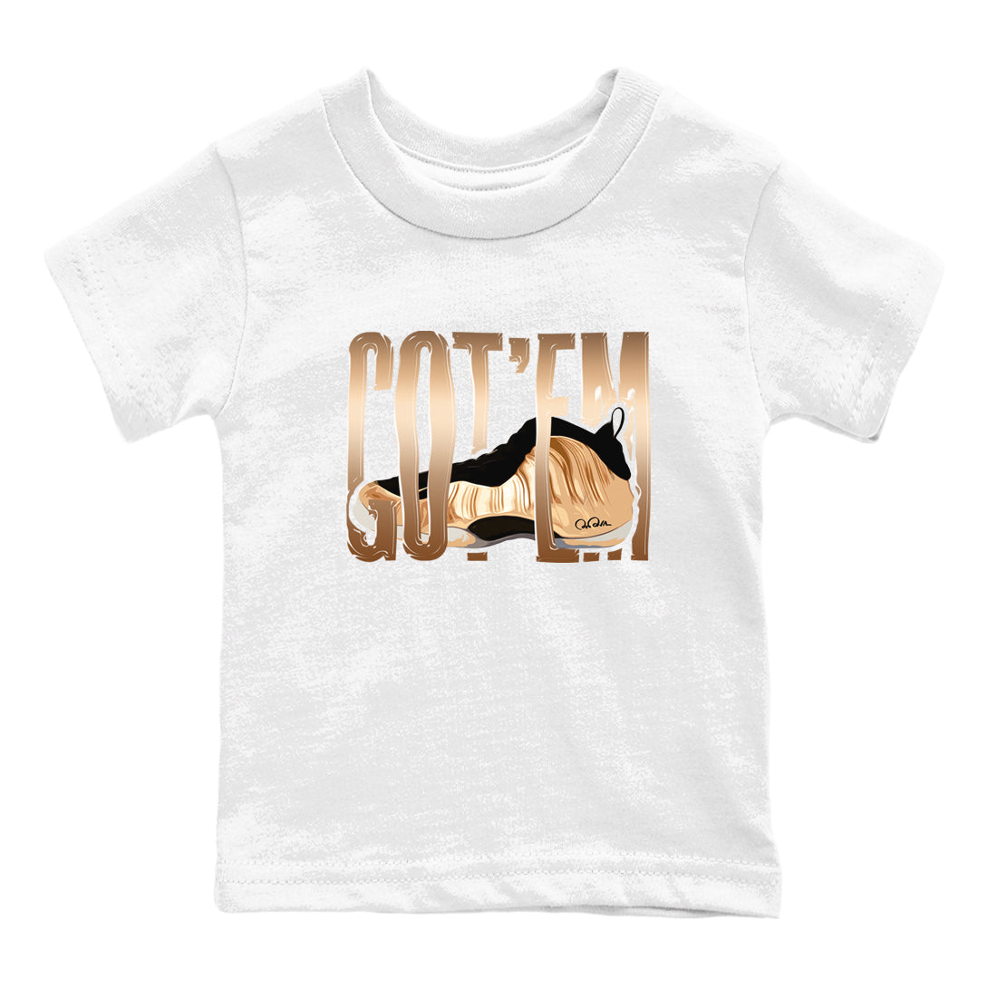Wiggling Gotem snkmatch Tees Kids - Air Foamposite One Metallic Copper
