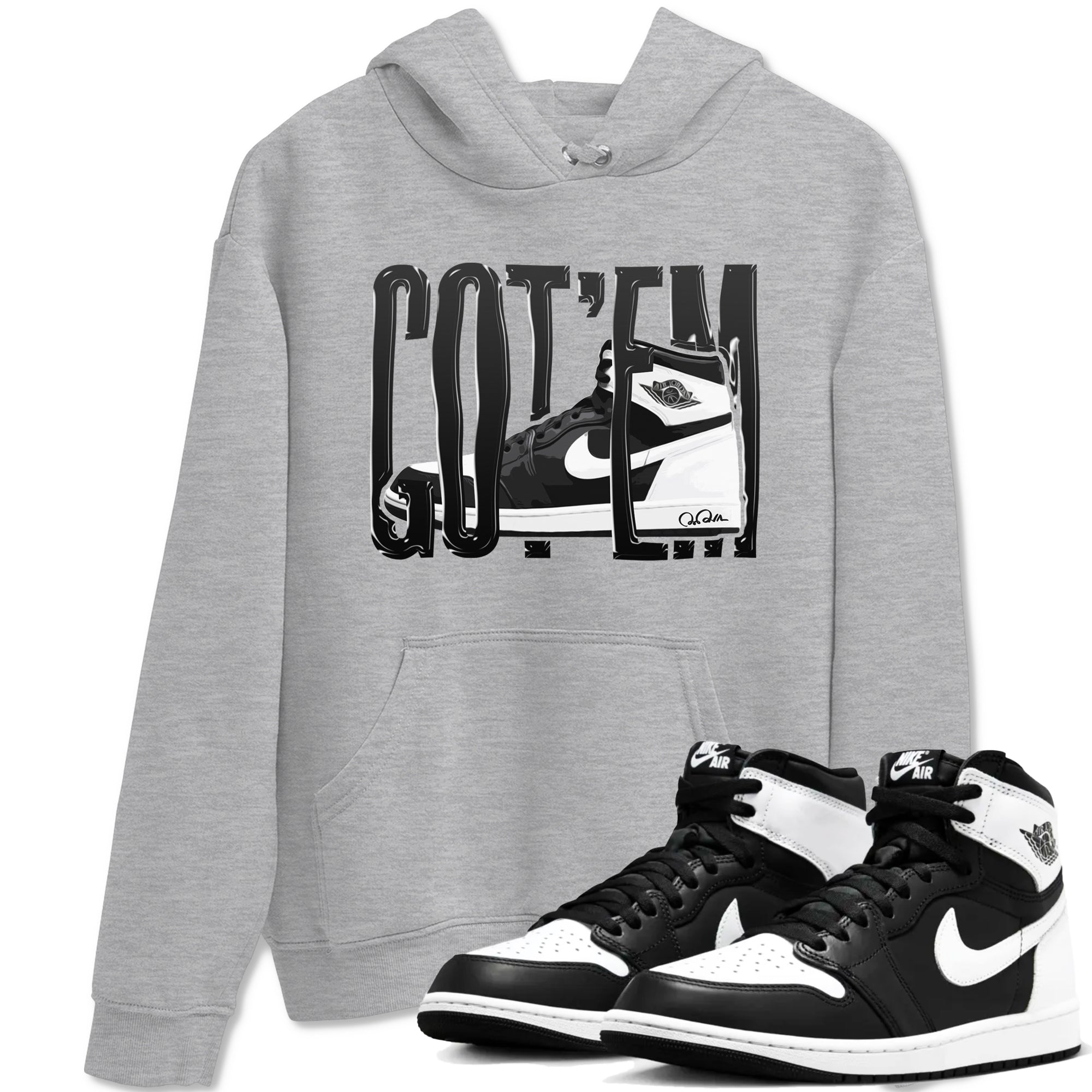 Wiggling Gotem snkmatch Tees - Air Jordan 1 Black White