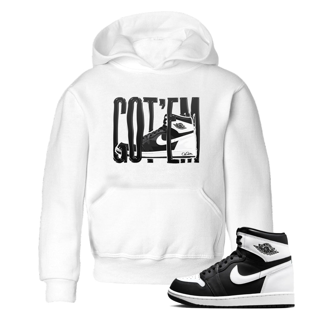 Wiggling Gotem snkmatch Tees Kids - Air Jordan 1 Black White