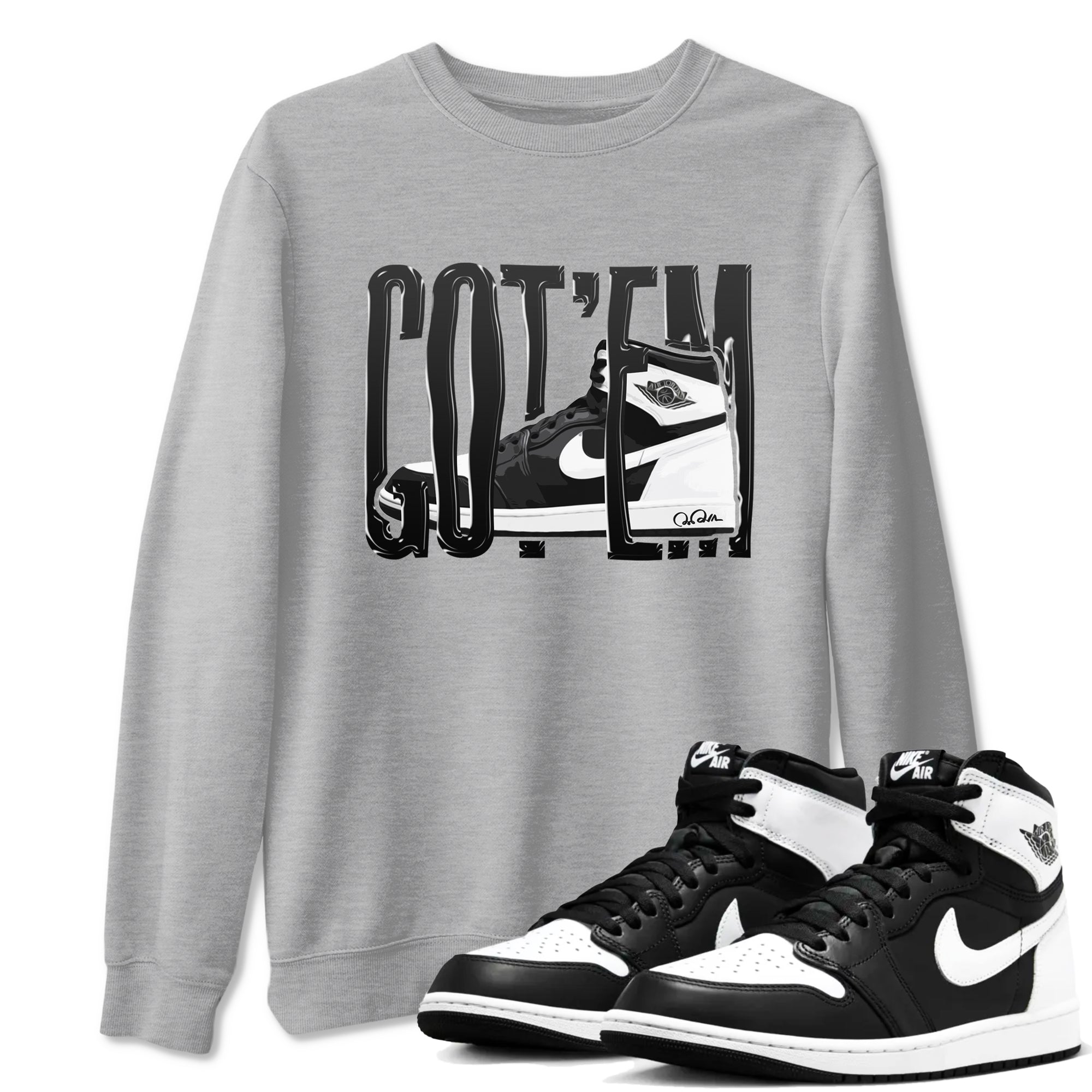 Wiggling Gotem snkmatch Tees - Air Jordan 1 Black White