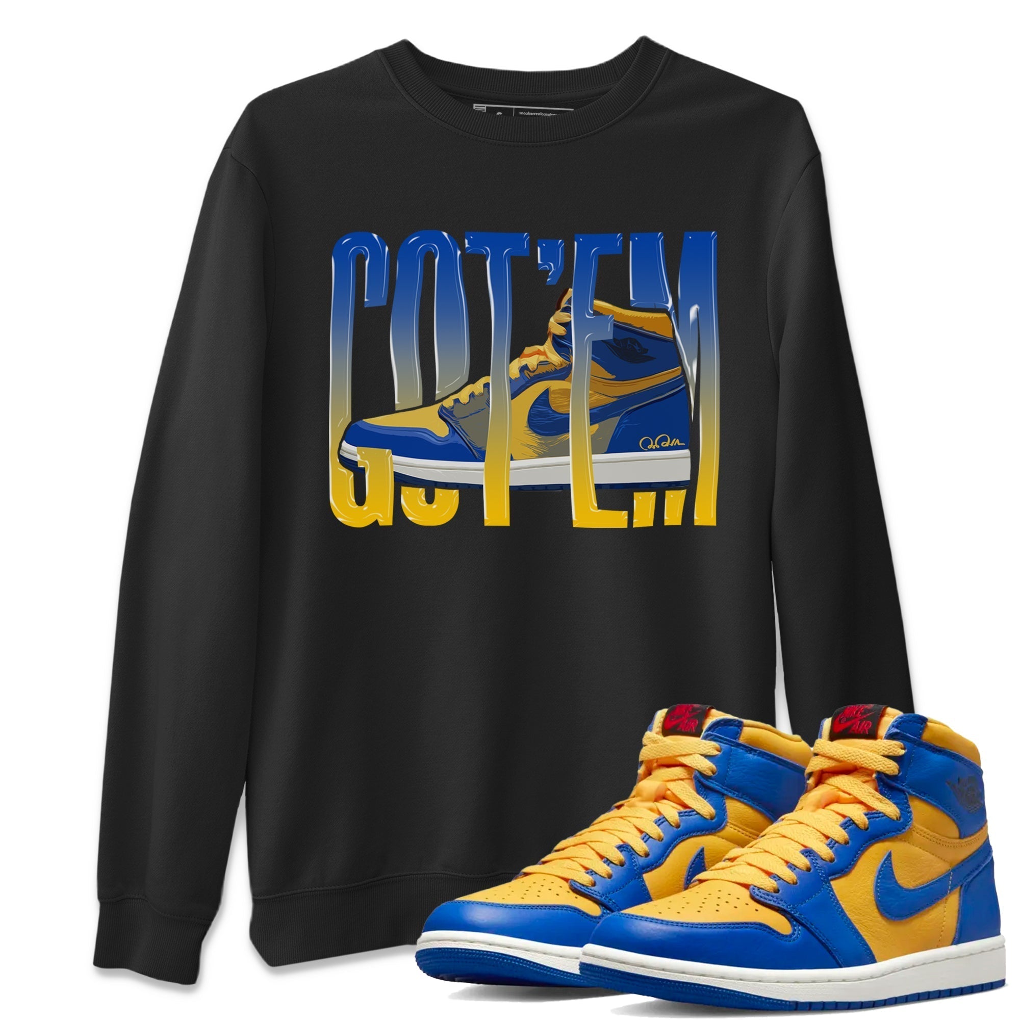 Wiggling Gotem Unisex Tops - Air Jordan 1 Game Royal Varsity Maize