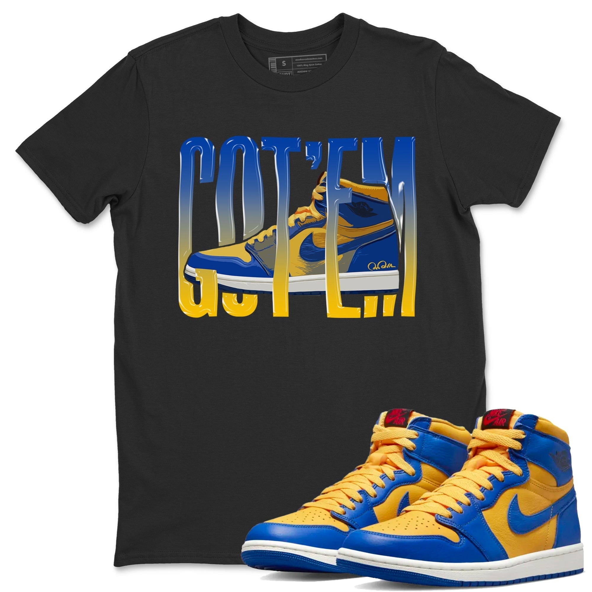 Wiggling Gotem Unisex Tops - Air Jordan 1 Game Royal Varsity Maize