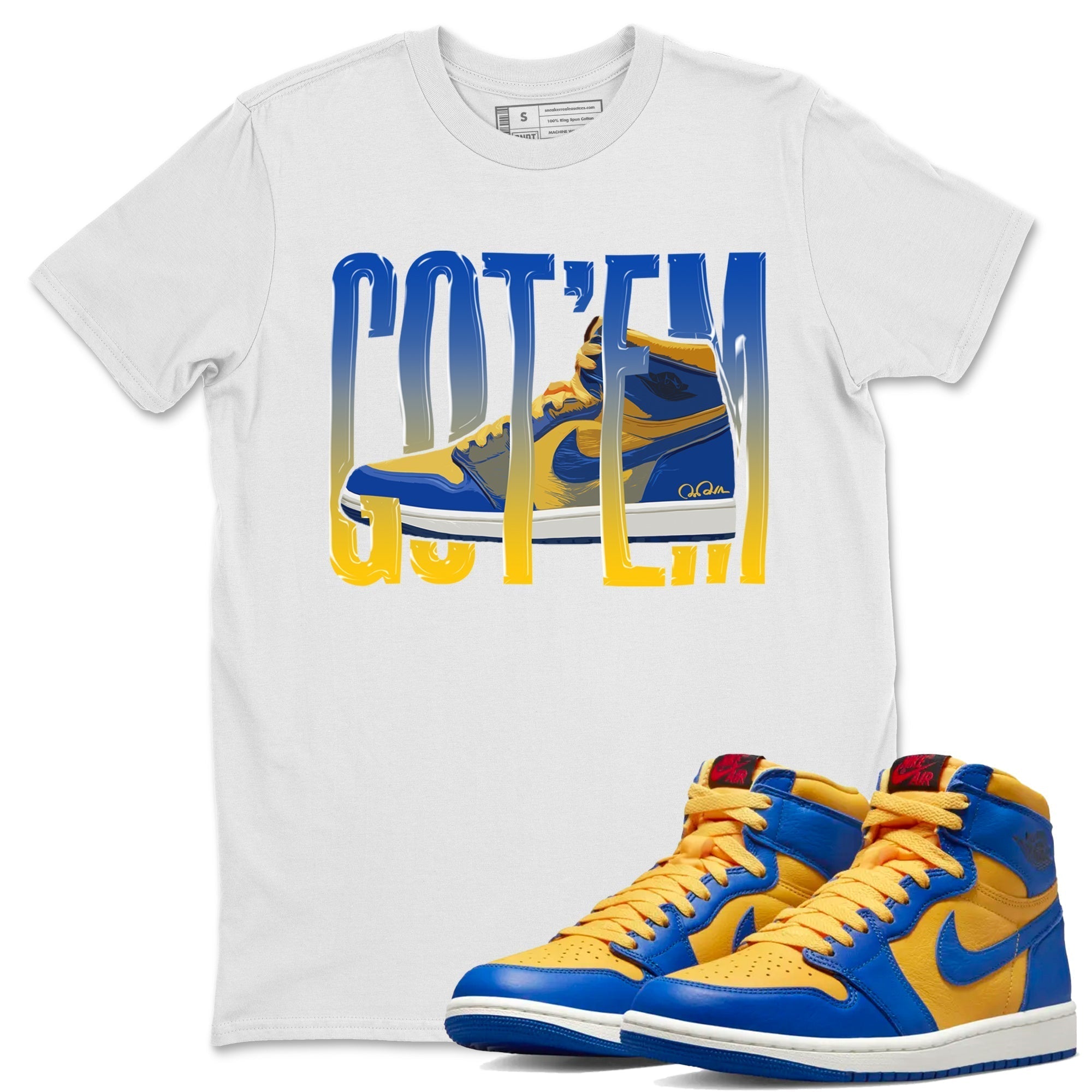 Wiggling Gotem Unisex Tops - Air Jordan 1 Game Royal Varsity Maize