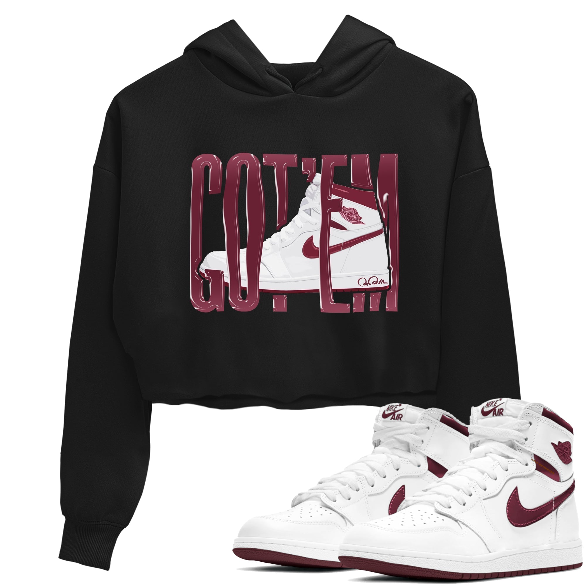 Wiggling Gotem snkmatch Women's Top - Air Jordan 1 Metallic Burgundy