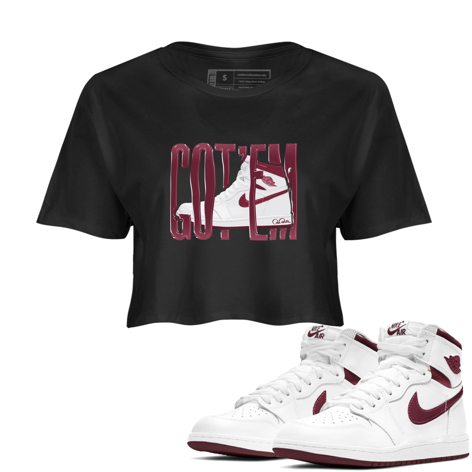 Wiggling Gotem snkmatch Women's Top - Air Jordan 1 Metallic Burgundy