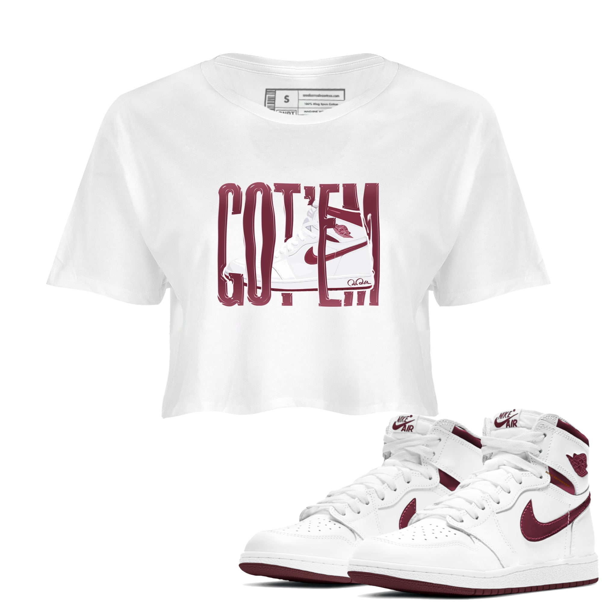 Wiggling Gotem snkmatch Women's Top - Air Jordan 1 Metallic Burgundy